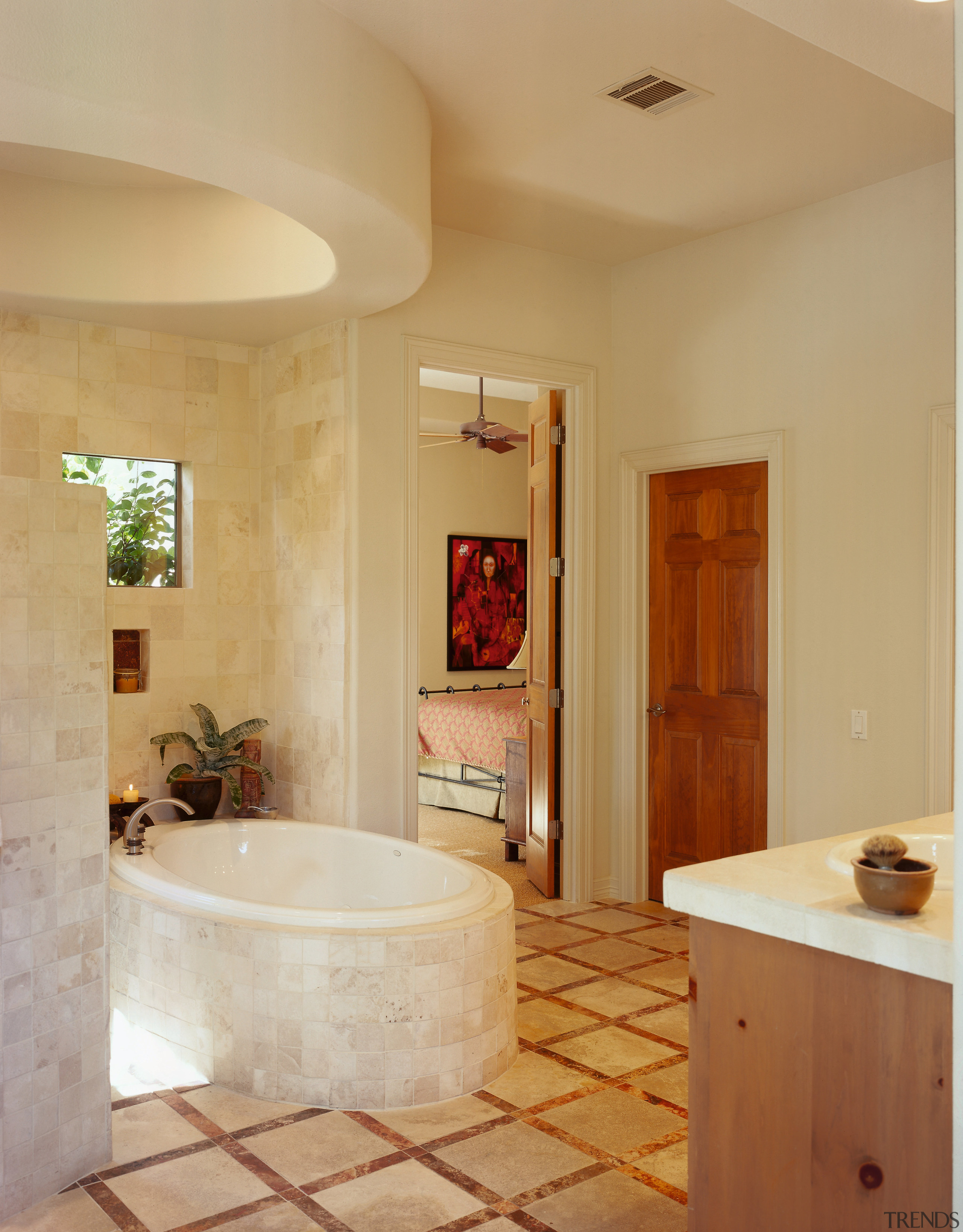 view of the oval shaped bulkhead on the bathroom, ceiling, estate, floor, flooring, home, interior design, plumbing fixture, property, real estate, room, tile, wall, wood flooring, orange