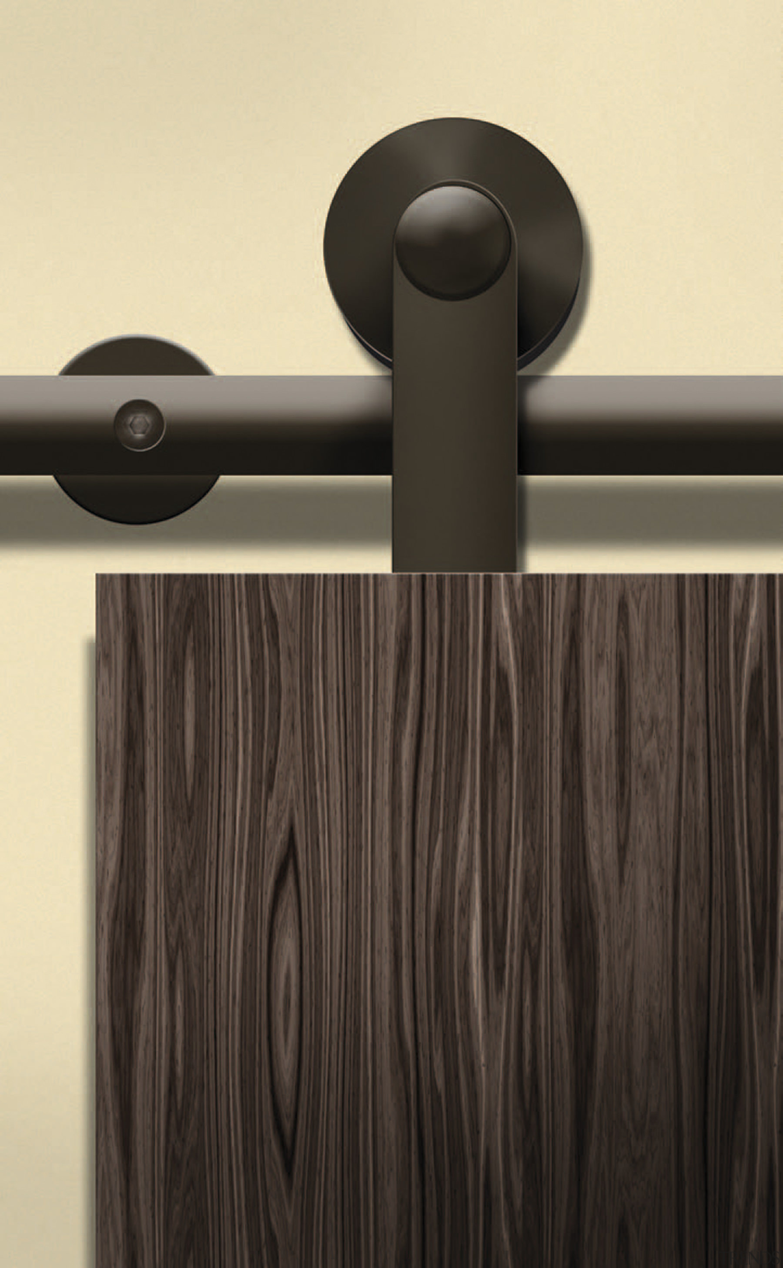 View of sliding doors from Amba Products. - product design, wood, black, yellow