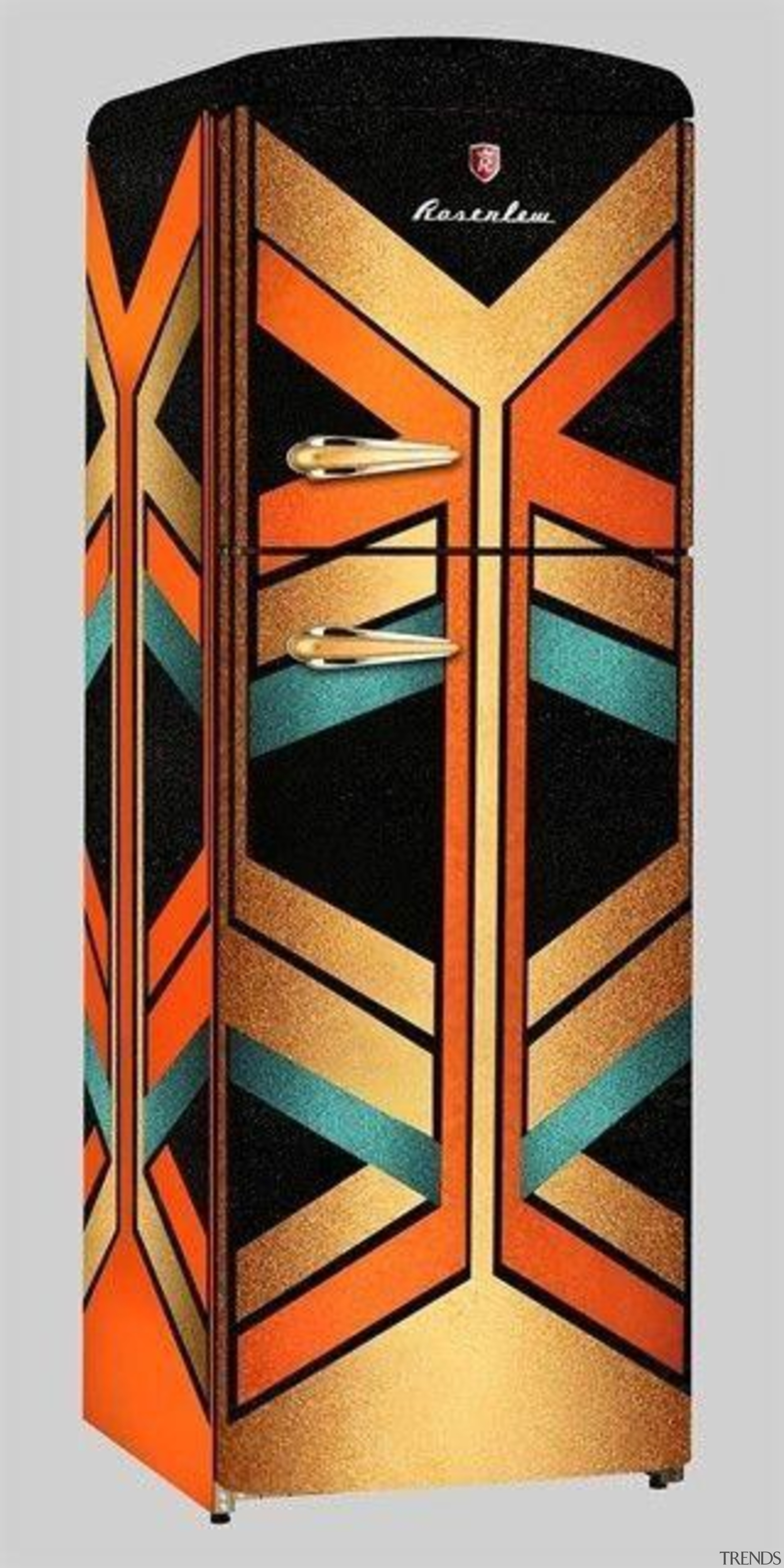 Arte Deco Designer Fridge - Art Deco Fridge pattern, product, product design, white