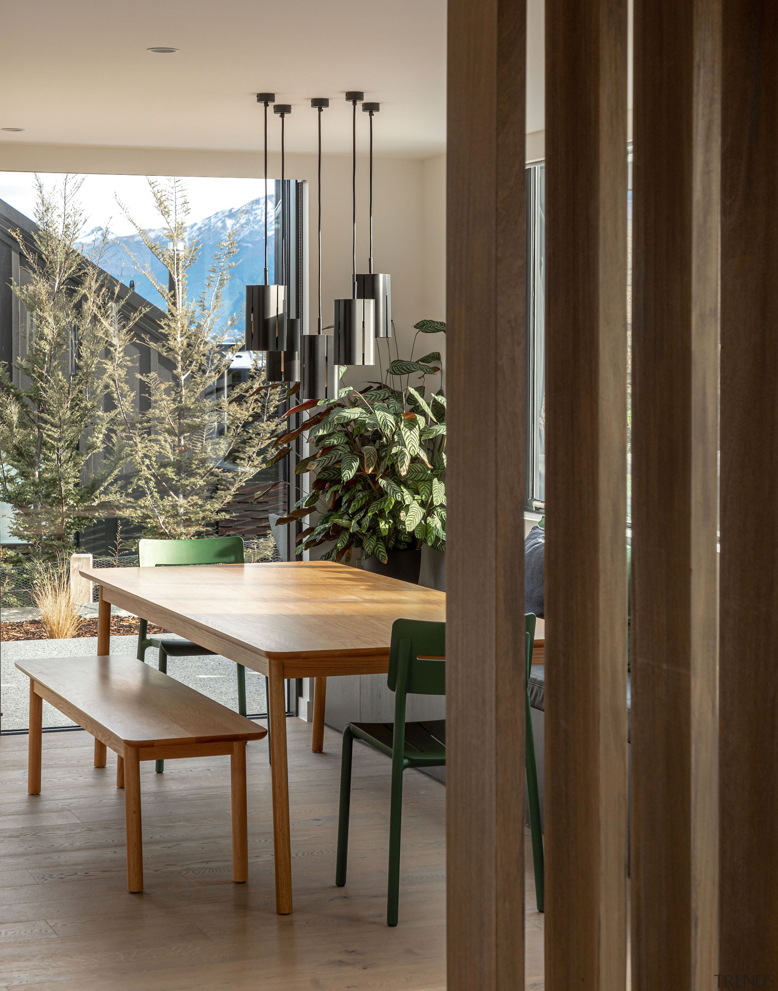Dining space with mountains. - Drawing on nature 