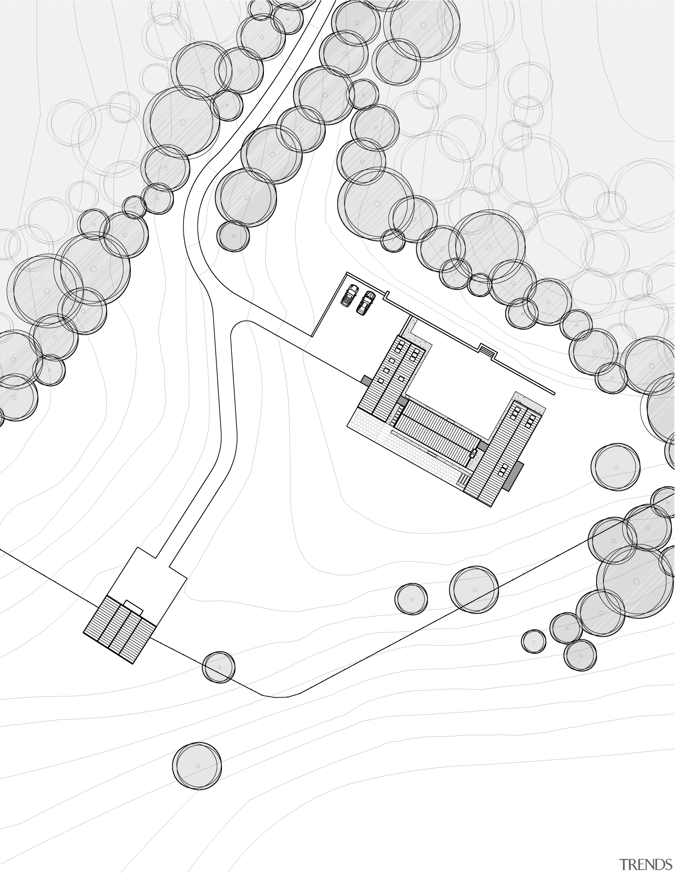 Modern country home plan by Robert M Gurney angle, area, black and white, design, diagram, drawing, font, line, line art, product, product design, structure, text, white, white