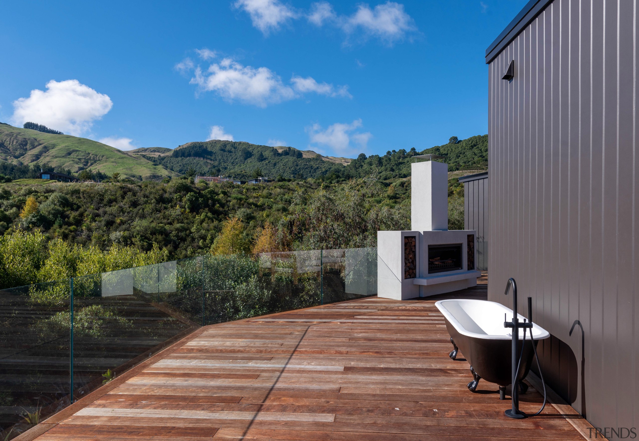 A sprawling deck complete with permanent outdoor tub. 