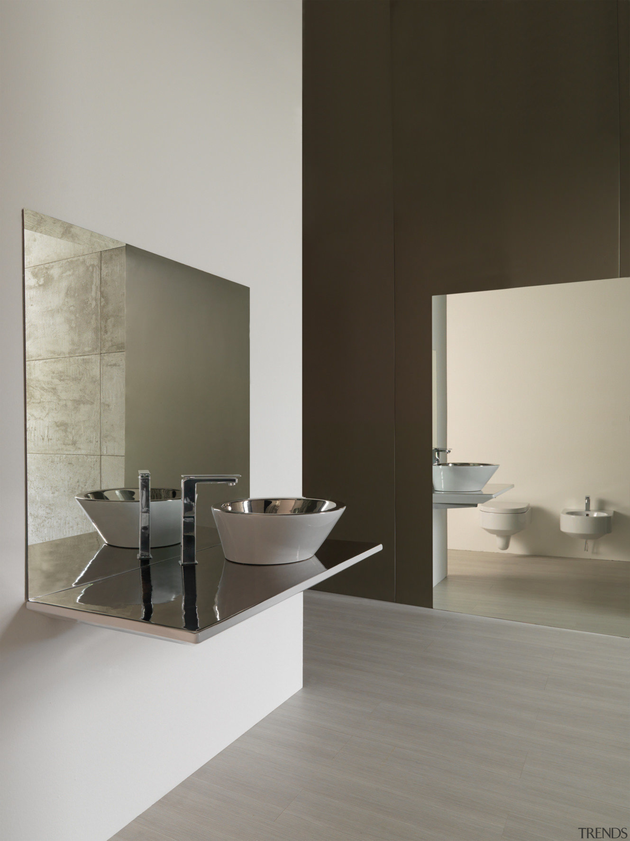 Studio Bagnos couture Svaso Tondo bench basin is architecture, bathroom, bathroom accessory, floor, interior design, product design, sink, tap, gray, black