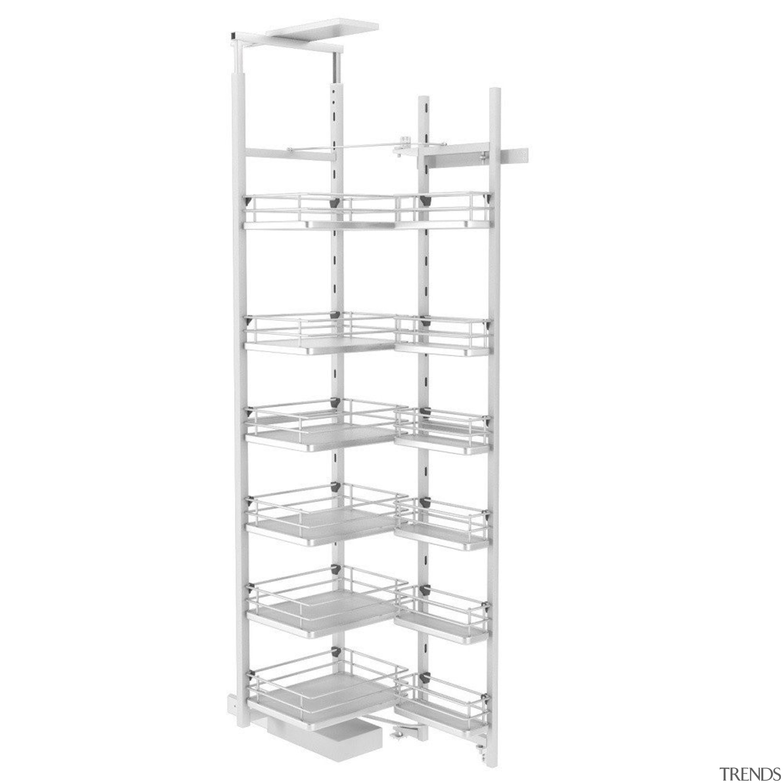 Giamo Tall Chef Larder with Solid Base Shelves furniture, product, shelf, shelving, structure, white