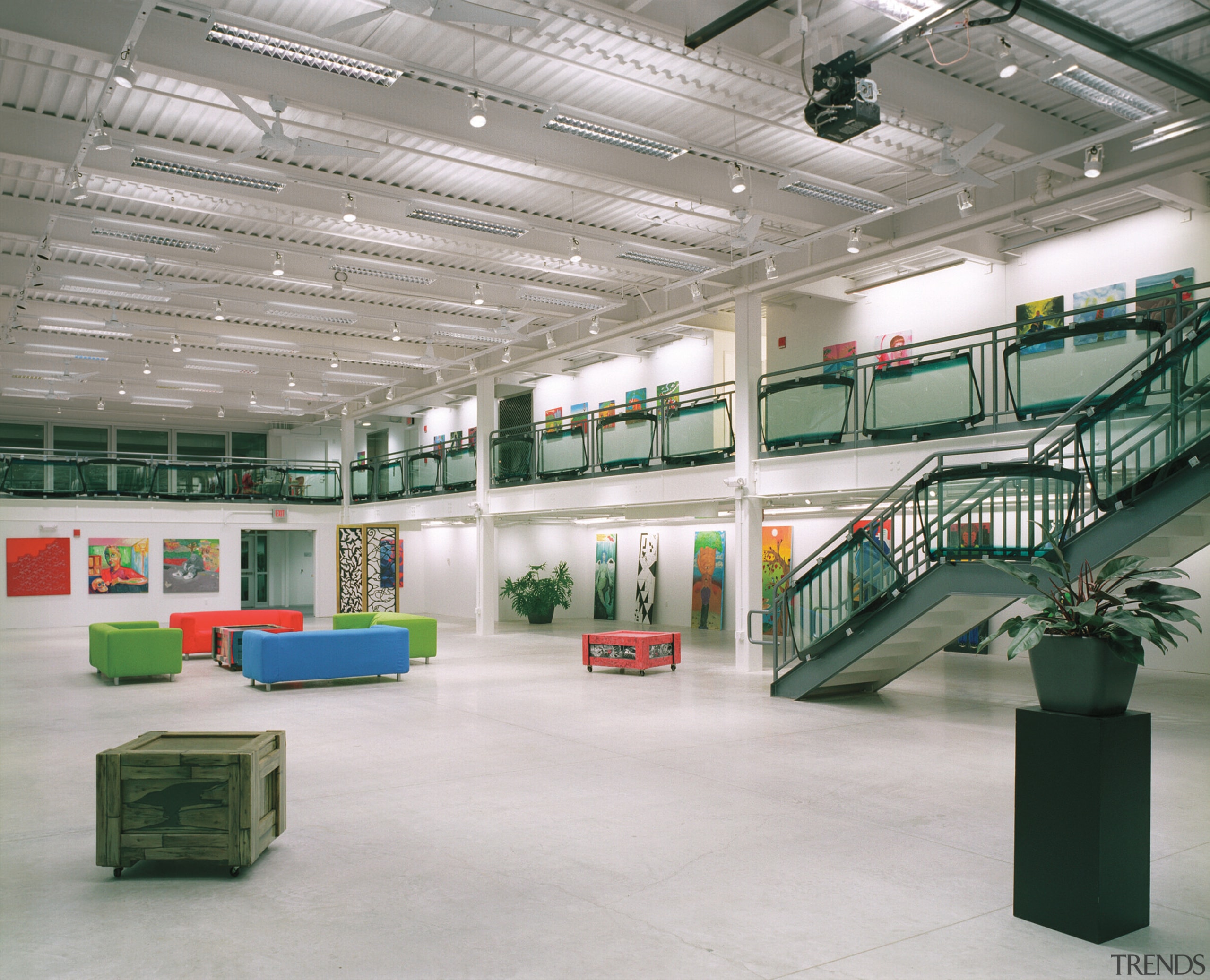 The balustrading in the gallery was made from daylighting, leisure centre, gray