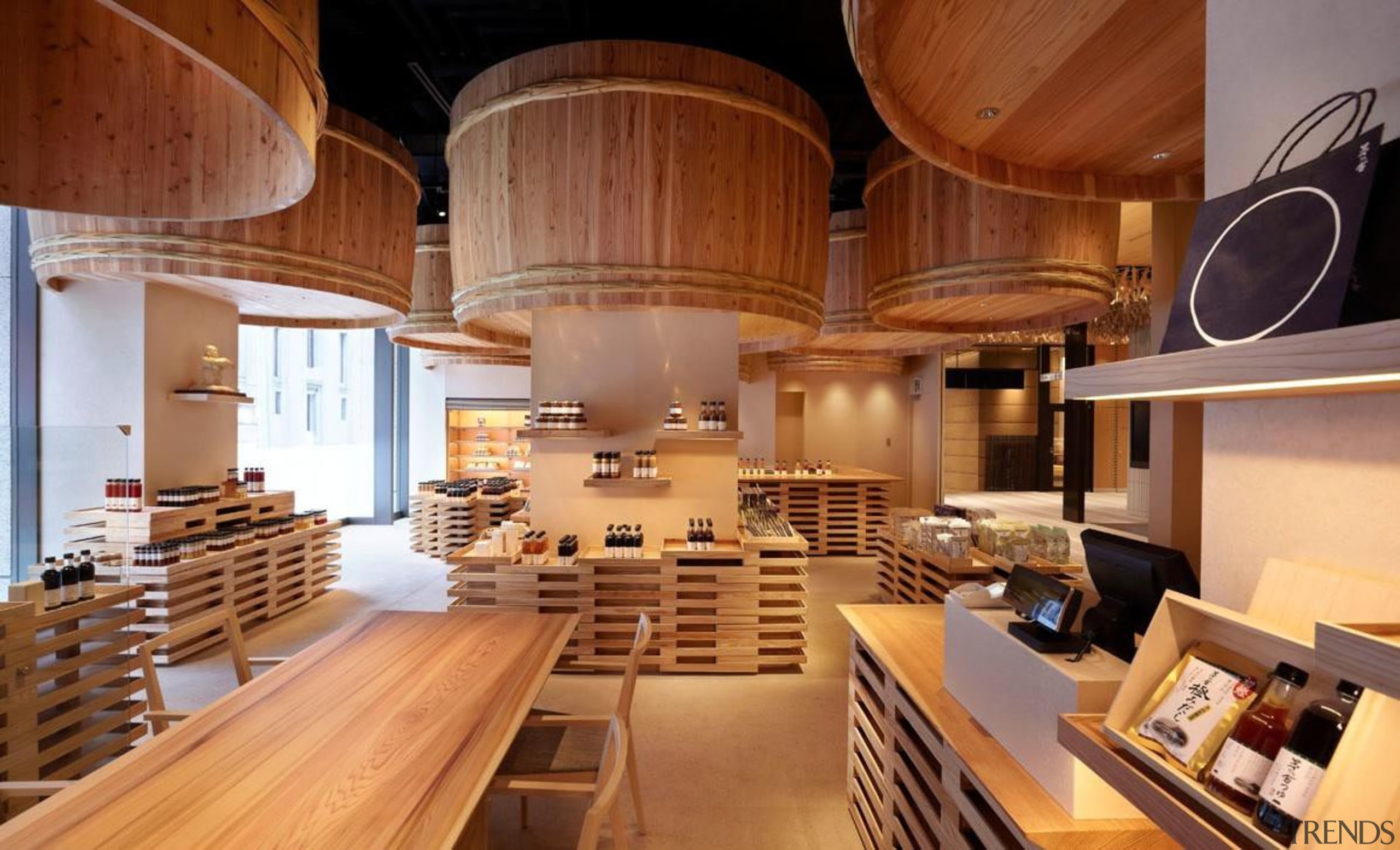 The Kayanoya Shop is a reproduction of a architecture, ceiling, interior design, wood, brown, orange
