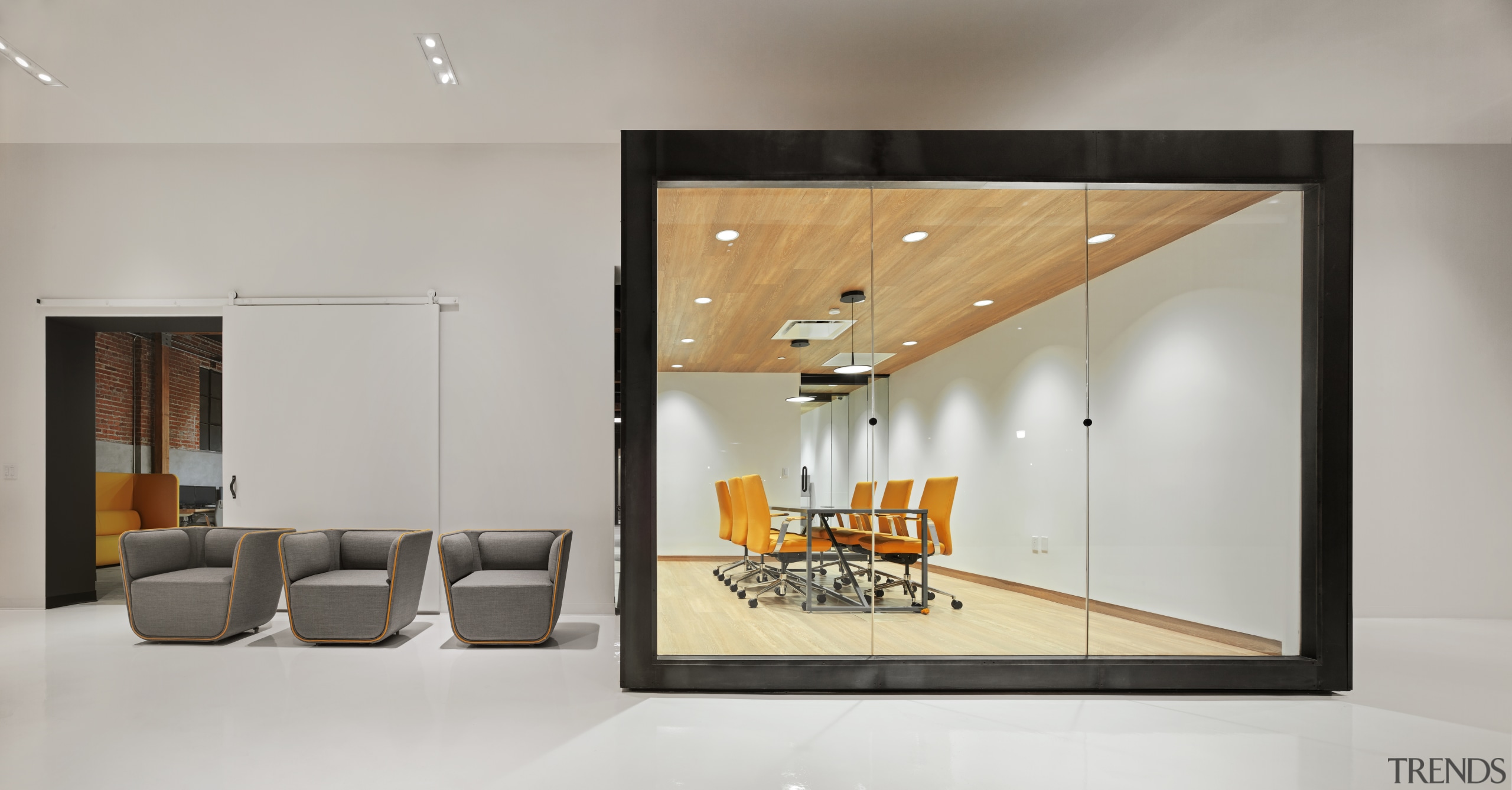 Designed by Cory Grosser + Associates, Supplyframe DesignLab ceiling, interior design, product design, gray