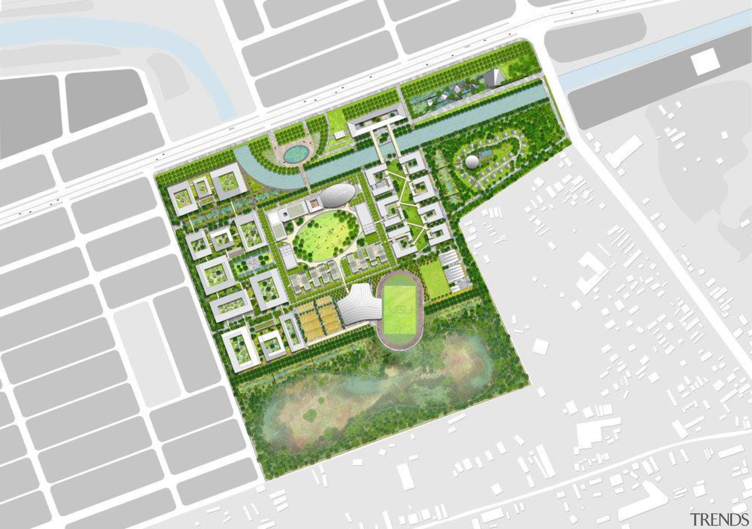 British landscape architecture firm Grant Associates working with architecture, area, land lot, map, mixed use, neighbourhood, plan, real estate, residential area, suburb, urban design, water resources, white