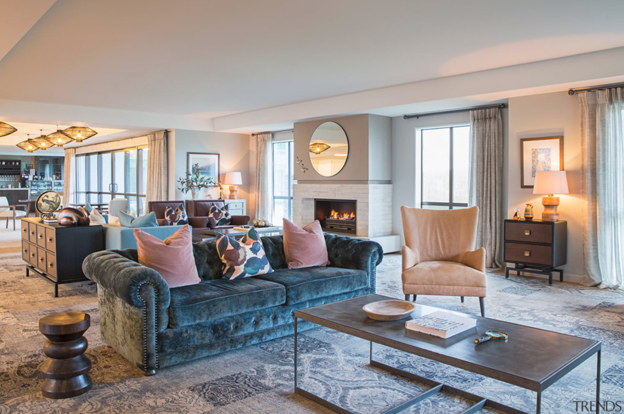 The Club House is stage two of a architecture, building, ceiling, coffee table, estate, floor, furniture, home, house, interior design, living room, property, real estate, room, suite, table, gray