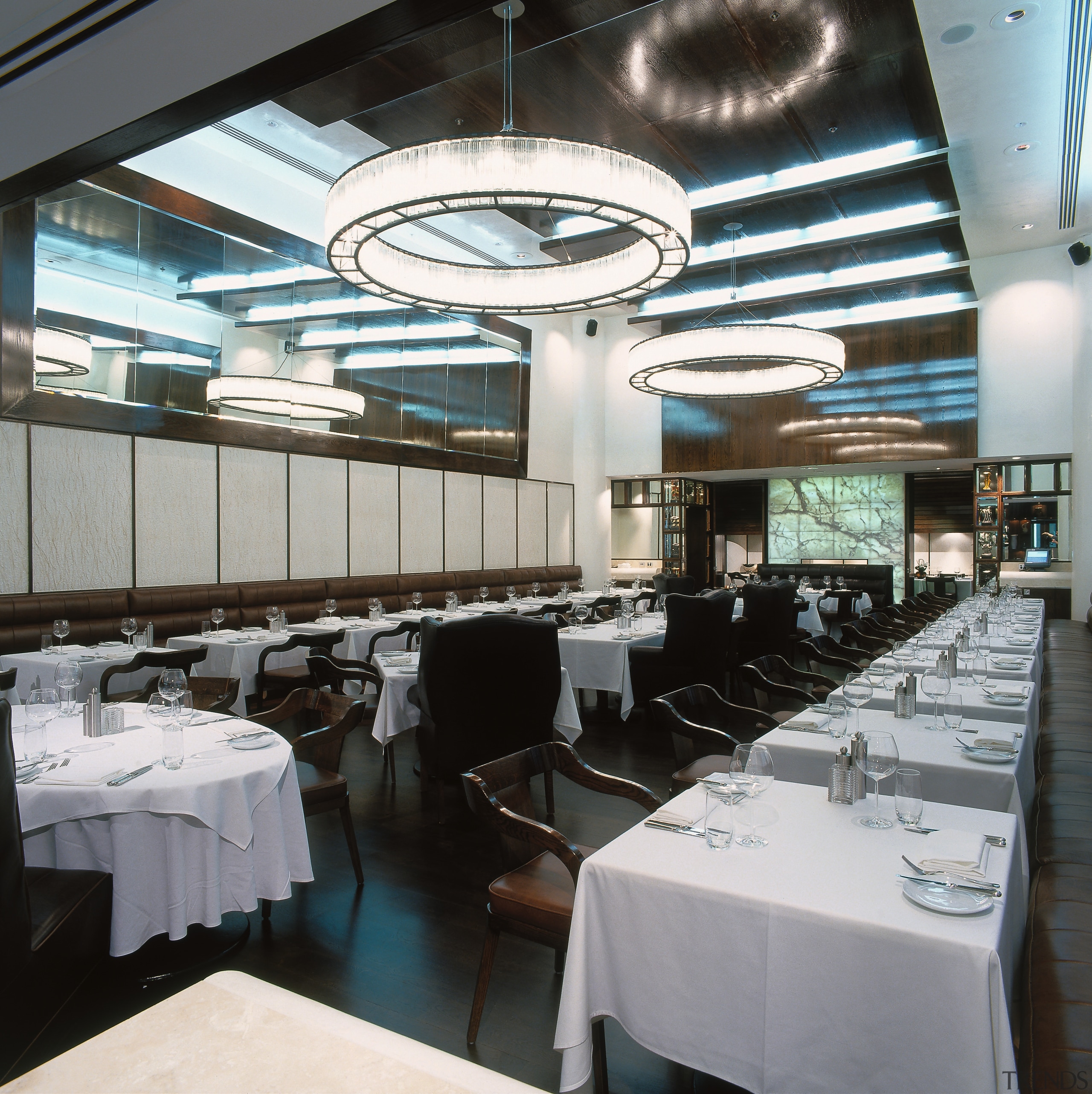 A view of the restaurant, wooden flooring, wooden interior design, restaurant, black, gray