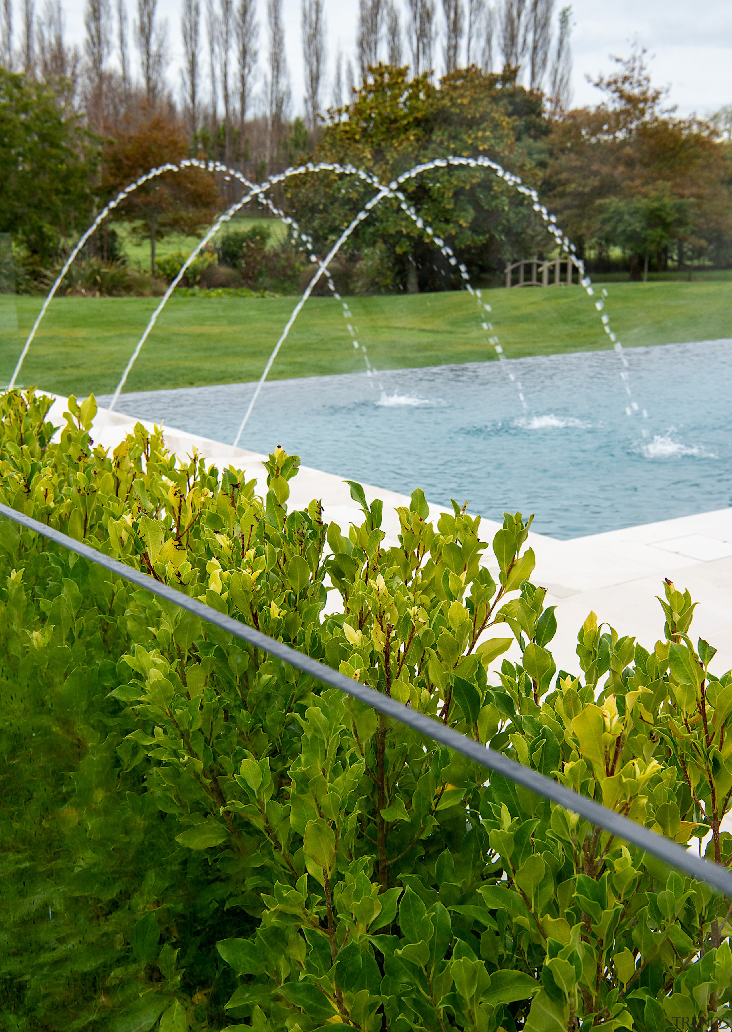 Delicate water feature provides pleasing sounds as well 