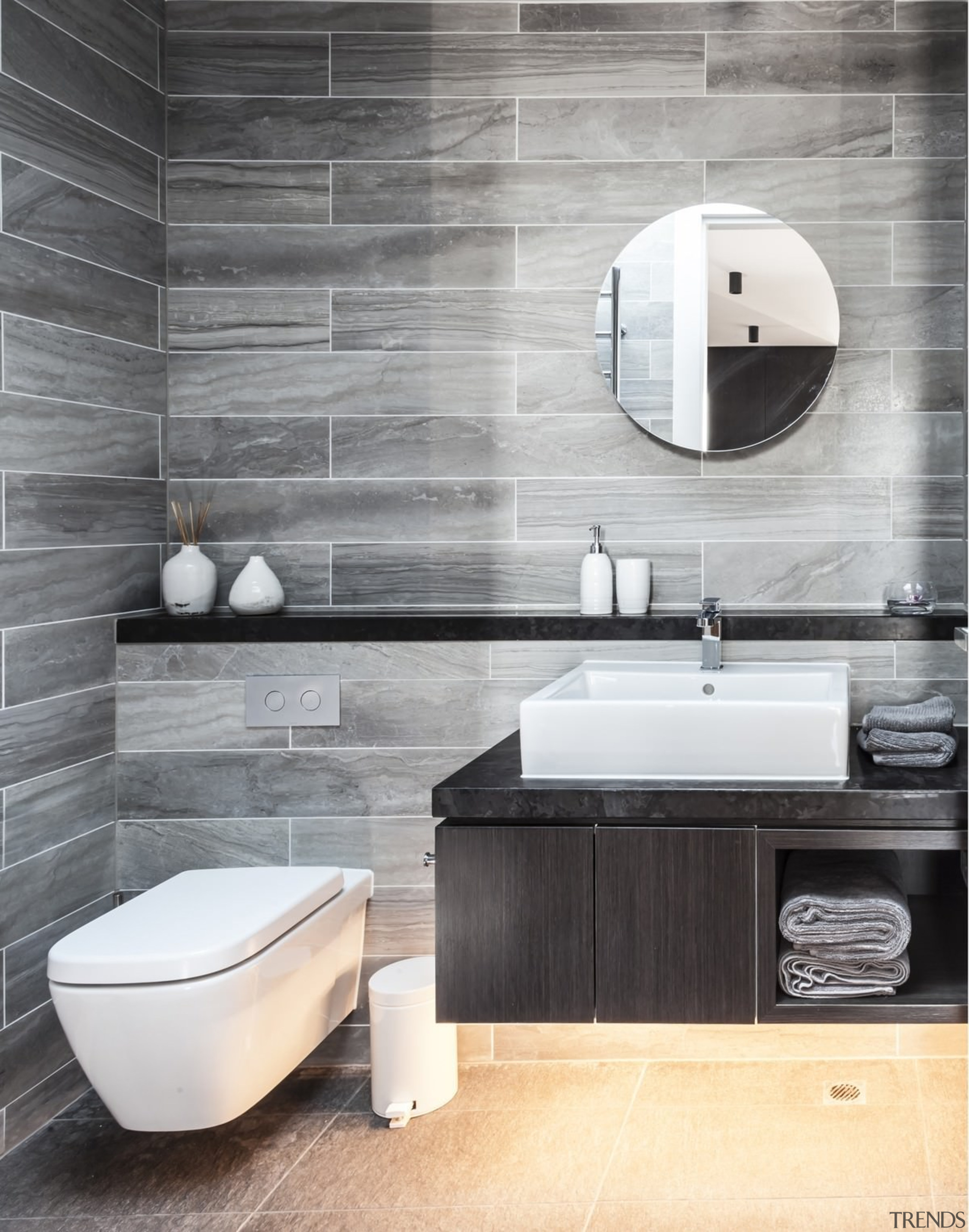 Architect: mcmahon and nerlich architectsPhotography by superk bathroom, bathroom accessory, bathroom sink, bidet, ceramic, floor, flooring, interior design, plumbing fixture, product design, sink, tap, tile, toilet seat, wall, gray, white