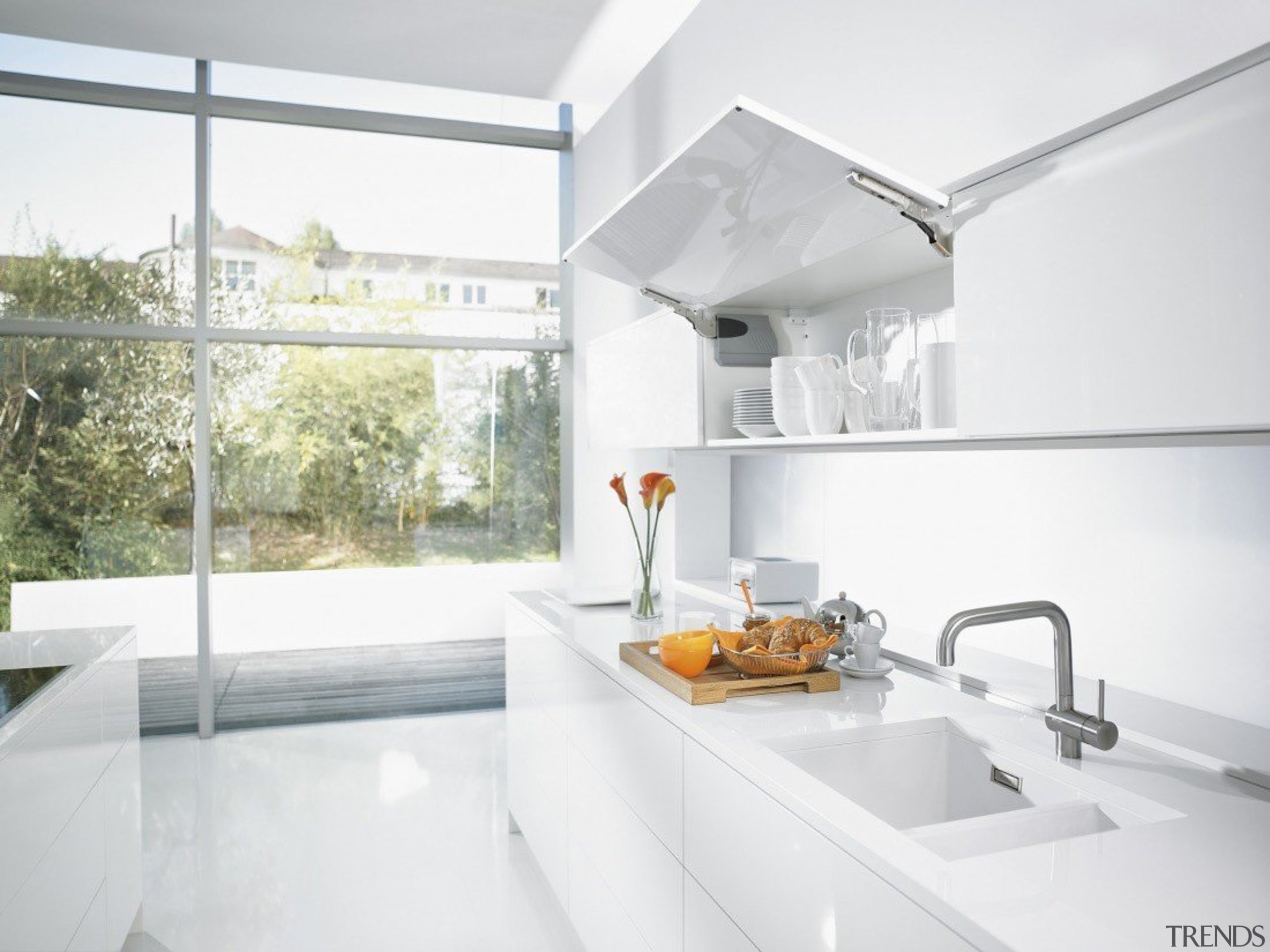 Stay Lift System - AVENTOS HK - architecture architecture, countertop, house, interior design, kitchen, real estate, sink, tap, white