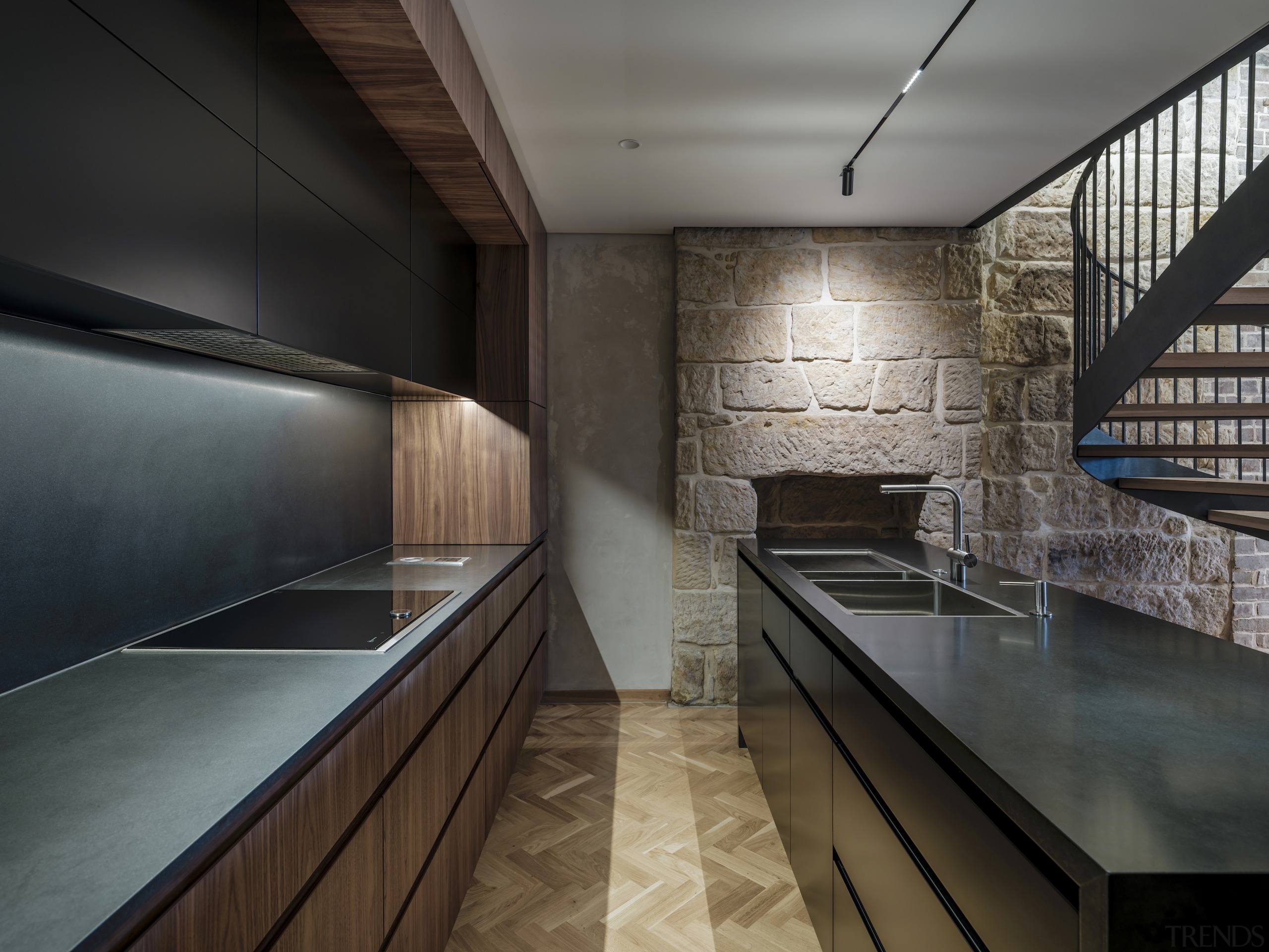 A wall of exposed sandstone blocks with heritage 