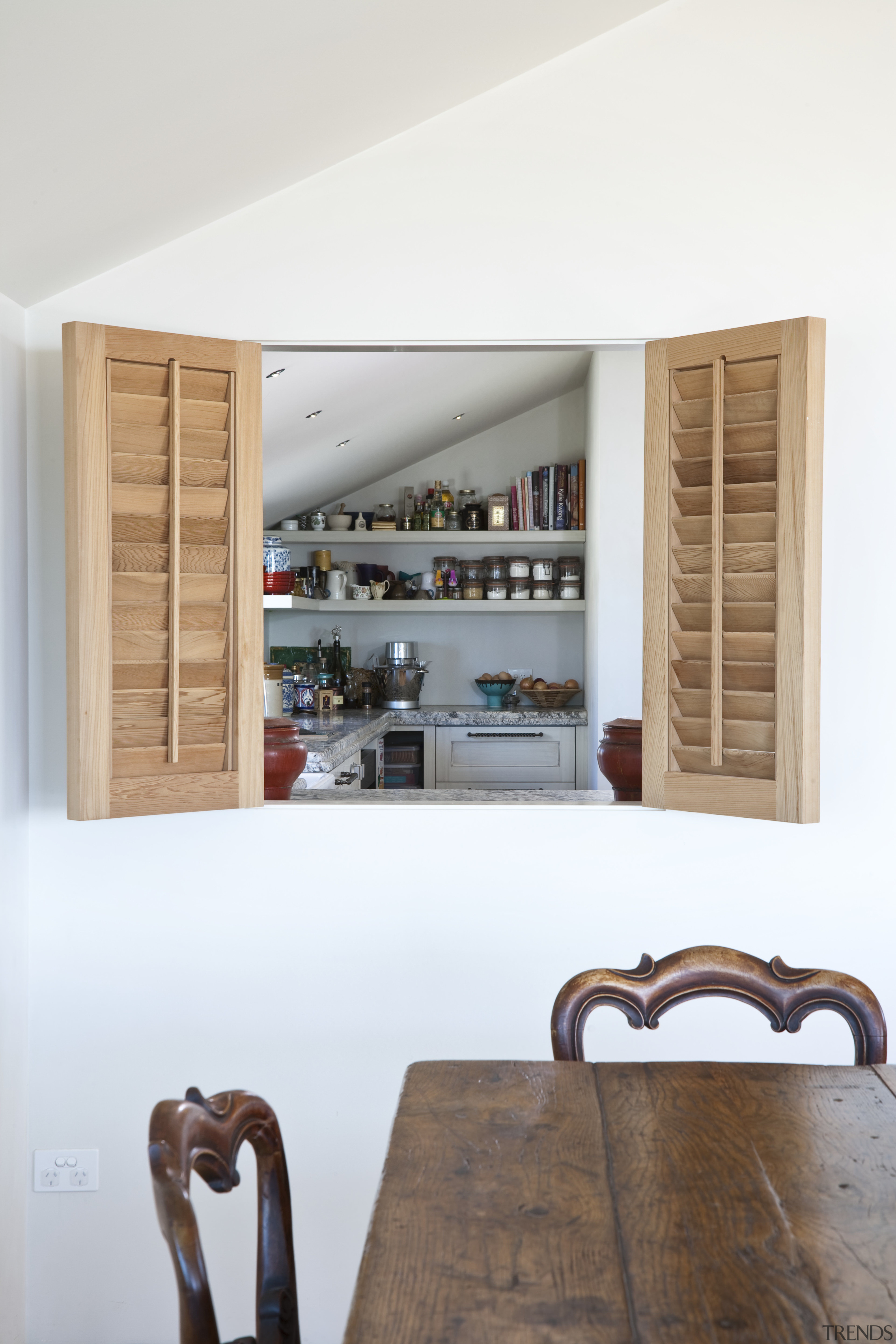 Traditional kitchen with bright outlook - Traditional kitchen furniture, interior design, product design, shelf, shelving, wood, white