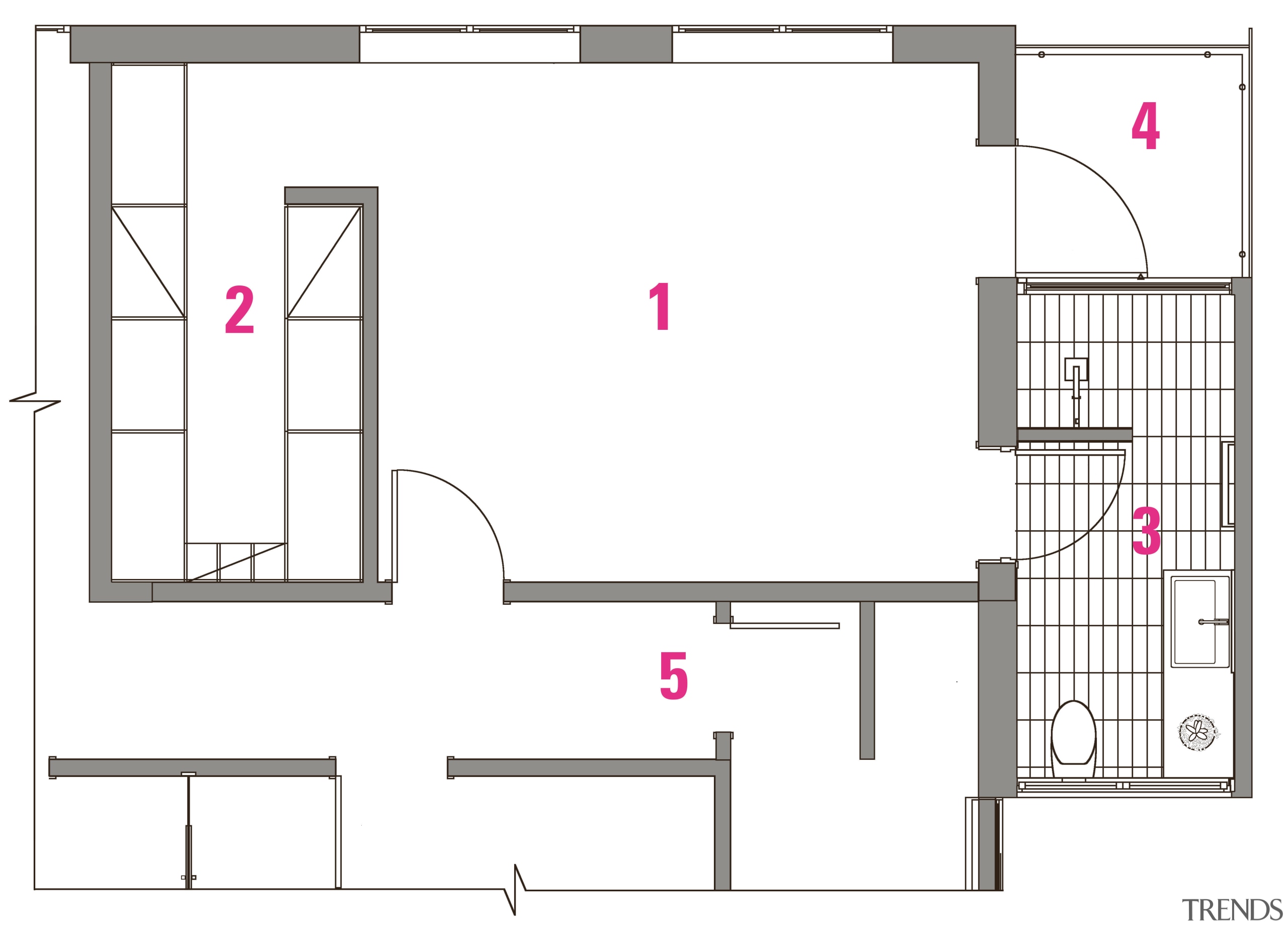 Legend: 1 master bedroom, 2 walk-in wardrobe, 3 angle, architecture, area, design, diagram, drawing, floor plan, line, product, product design, square, structure, white
