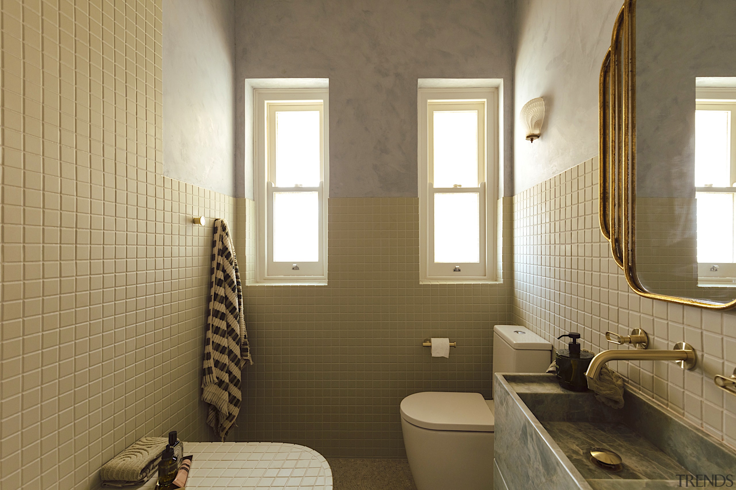 Architect: Using Emerald Haze Quartzite, tonal wall and 