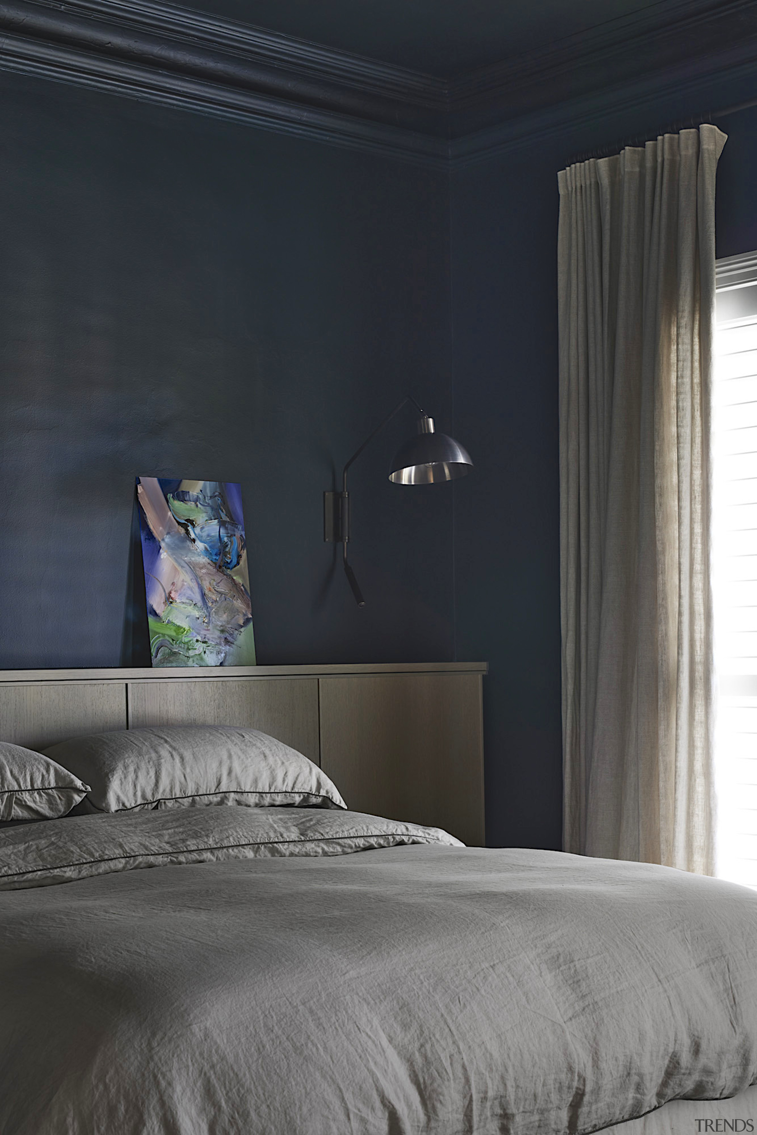 Master bedroom echoing tones of formal living room. 