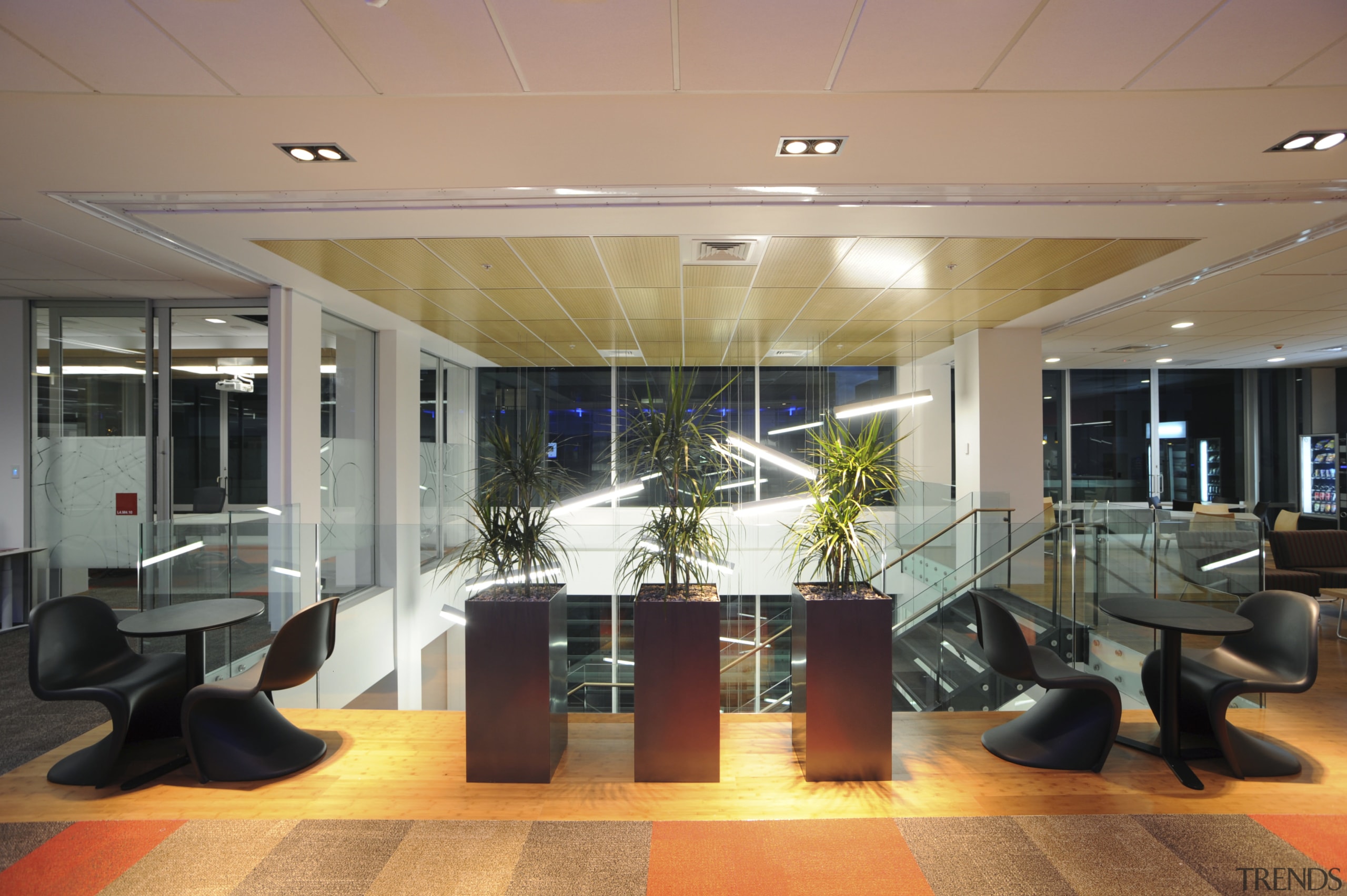 Ecodure Horizontal Coffee Bamboo flooring from Mambo Flooring ceiling, interior design, lobby, office, orange