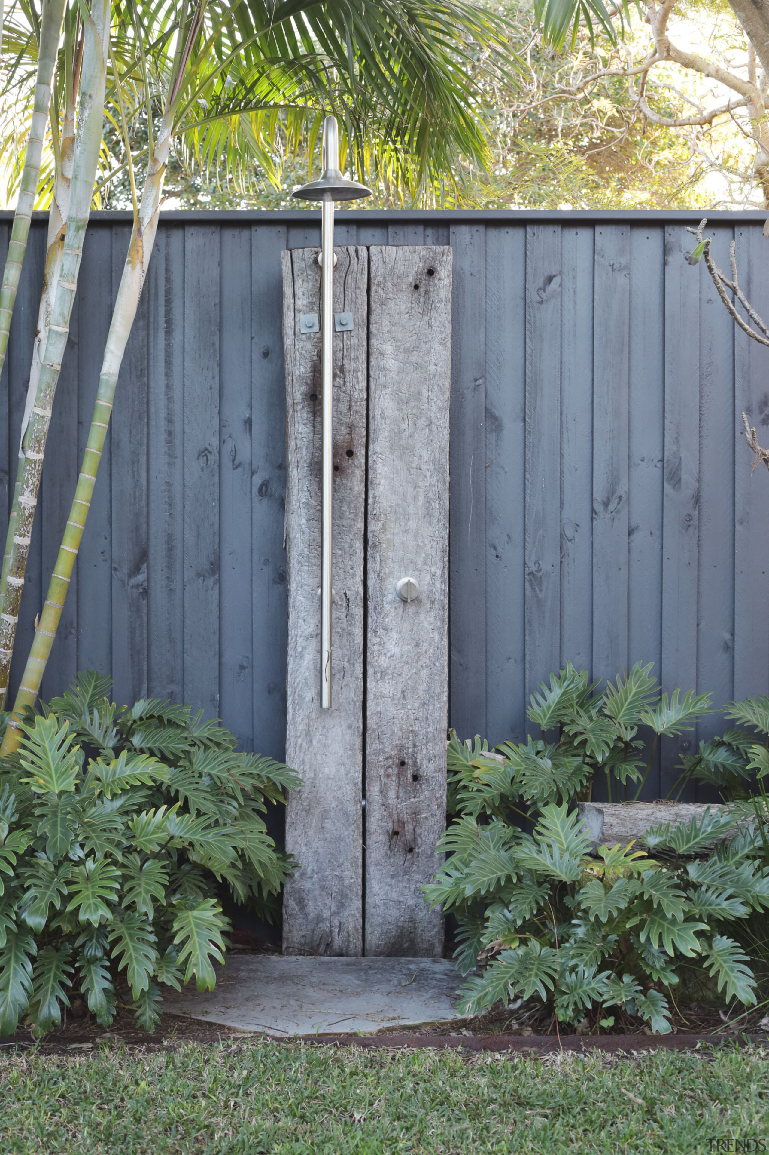 The landscape designer also designed the outdoor shower 