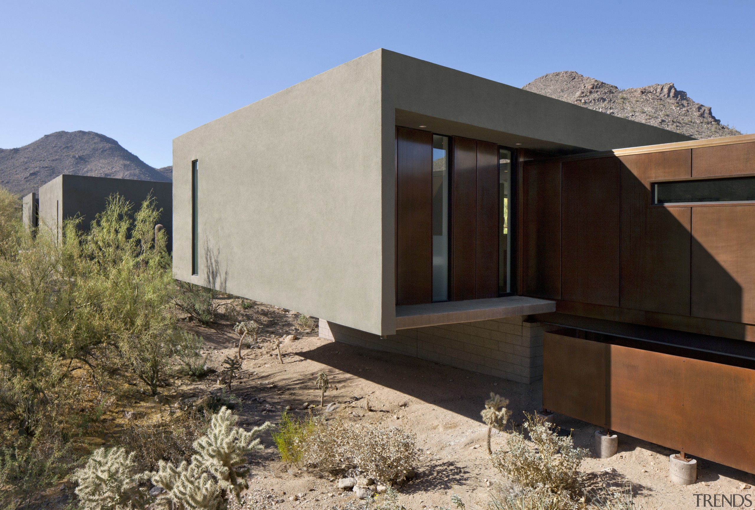 Minimalist desert new house - Minimalist desert new architecture, elevation, facade, home, house, landscape, property, real estate, black