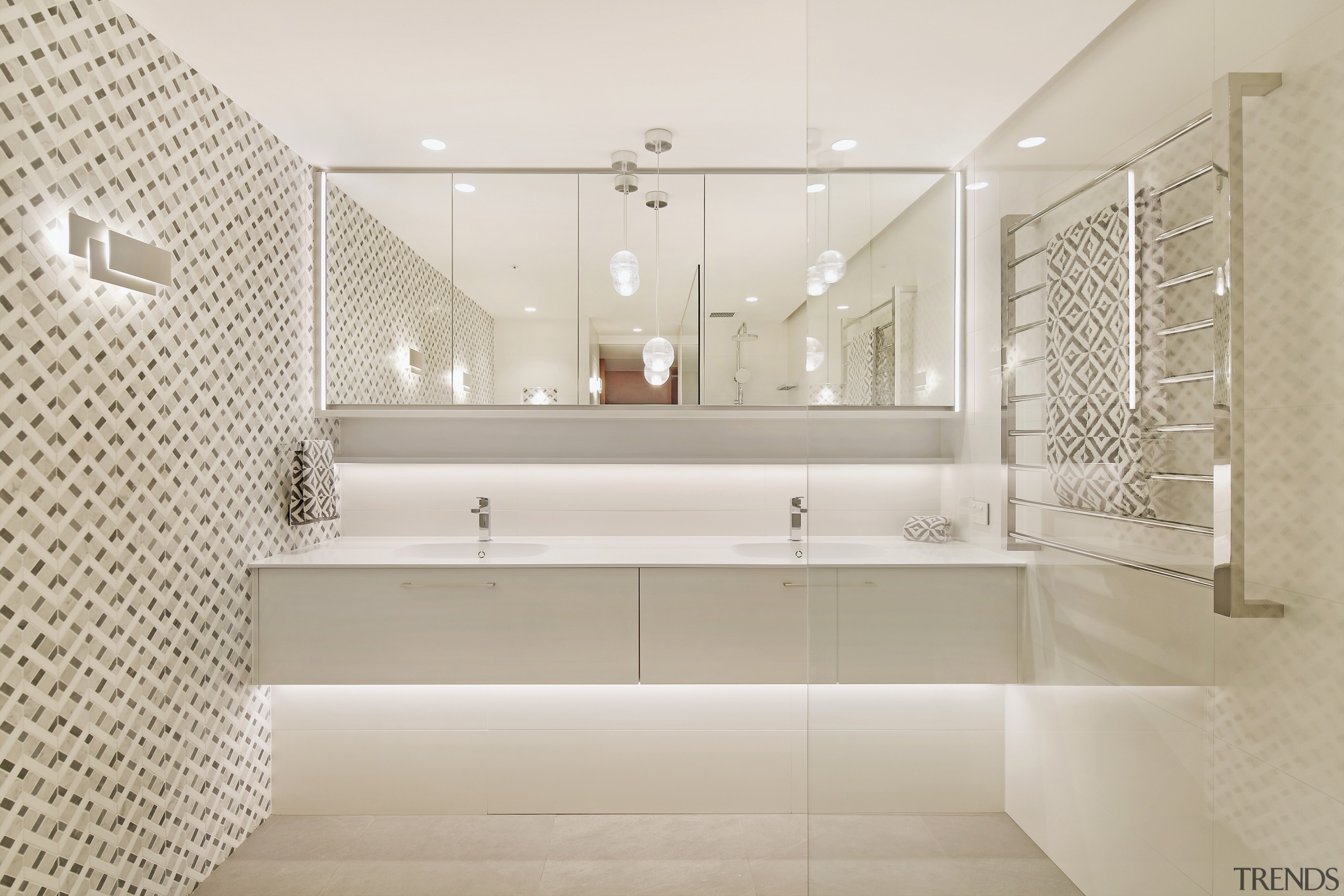 The new master ensuite with underlit vanity. 