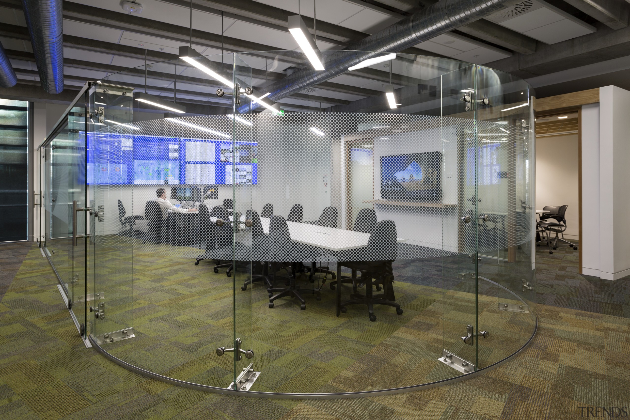 The media centre in Fonterras headquarters. - The brown, gray