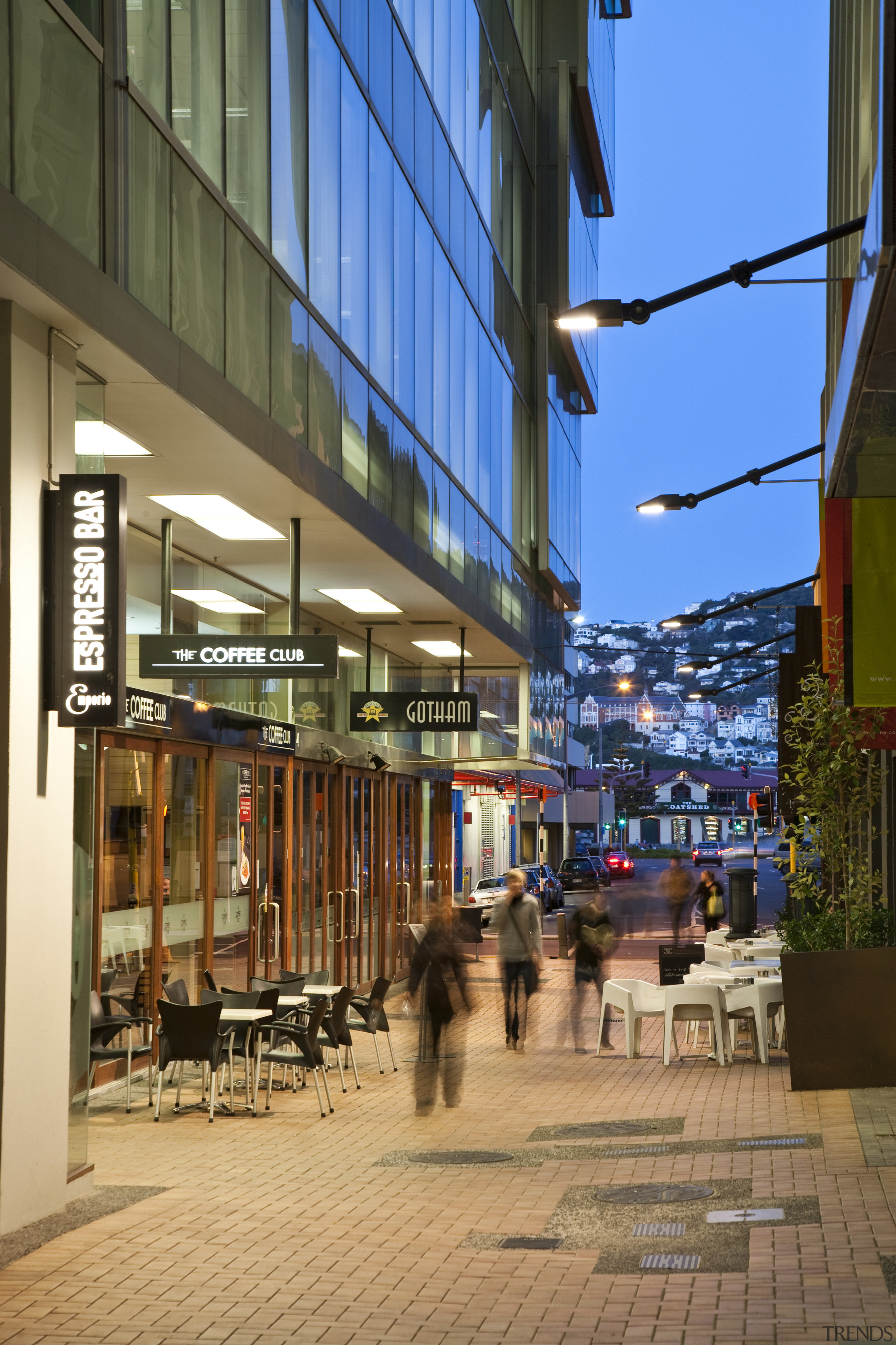 view of chews lane development,featuring pathed pathways,lighting,doors and building, city, downtown, metropolitan area, mixed use, neighbourhood, shopping mall, street, town, window, brown