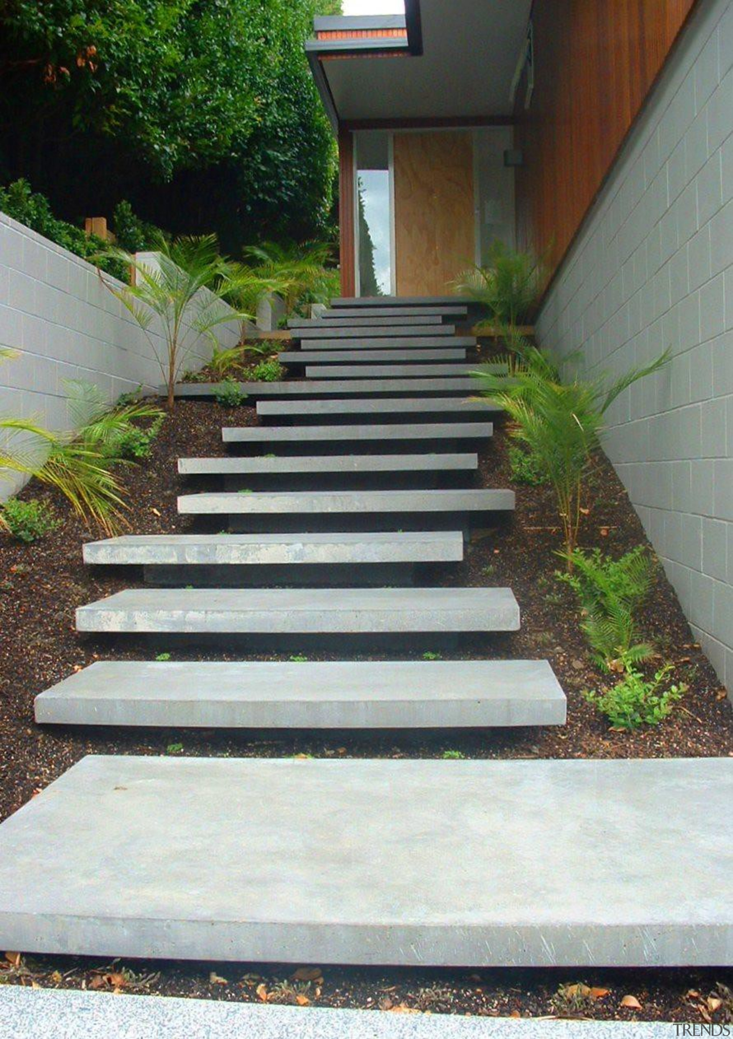 pce0105 - floating steps, path, landsmiths.jpg - pce0105_-_floating_steps,_path,_landsmiths.jpg flagstone, landscaping, path, road surface, stairs, walkway, white