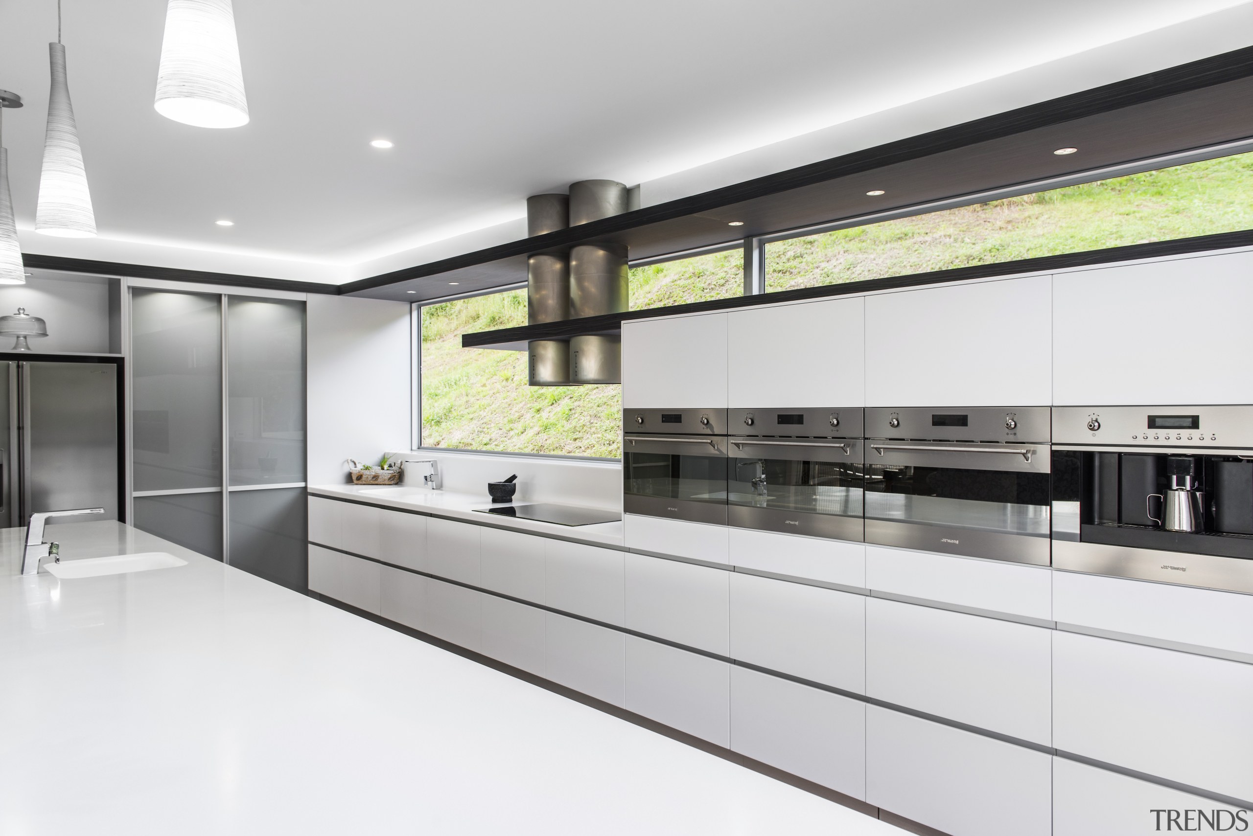 Contemporary kitchen with Smeg appliances - Contemporary kitchen countertop, interior design, kitchen, product design, white