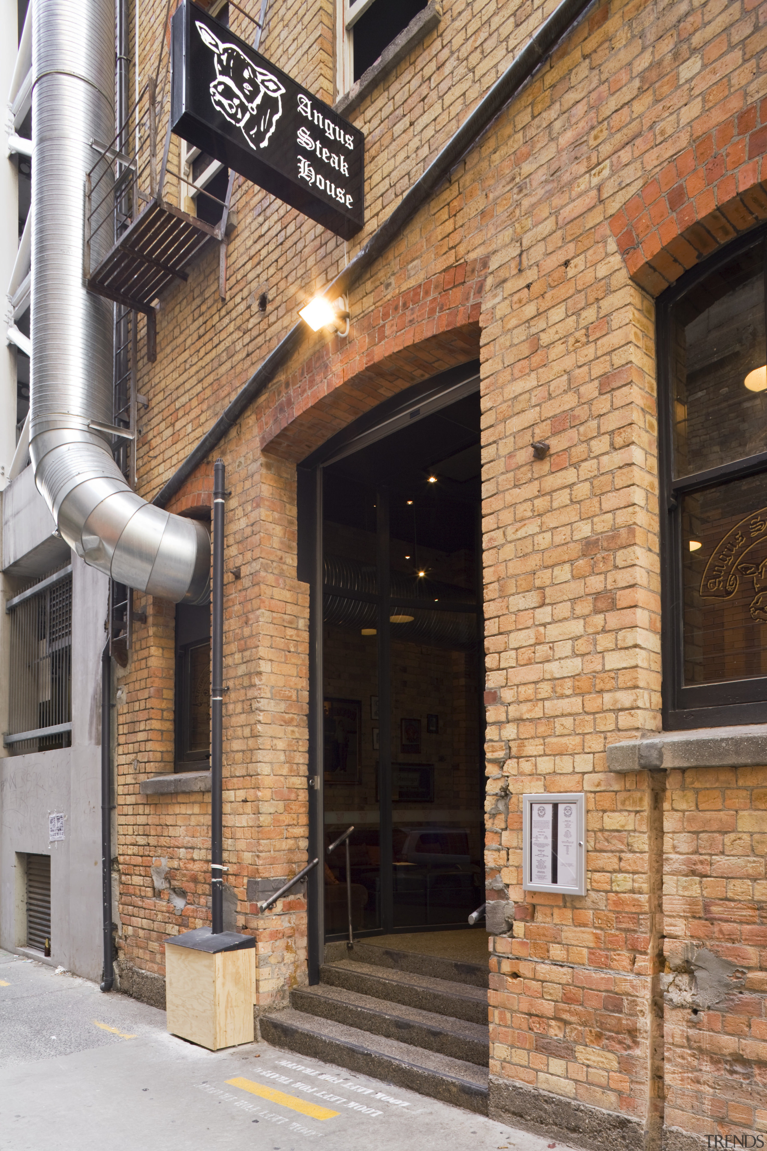 Aucklands Angus Steak House has moved to Fort alley, brick, brickwork, building, city, facade, neighbourhood, orange