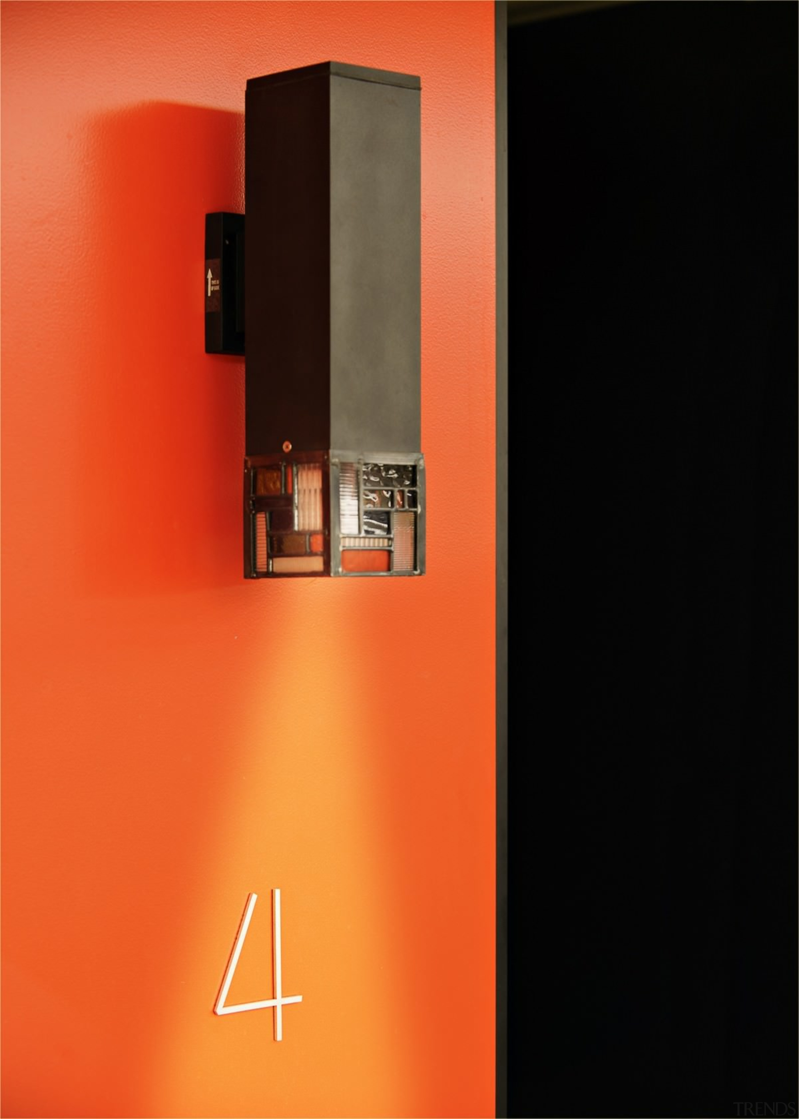 One of the outdoor lights - One of heat, light fixture, lighting, orange, product design, red, black