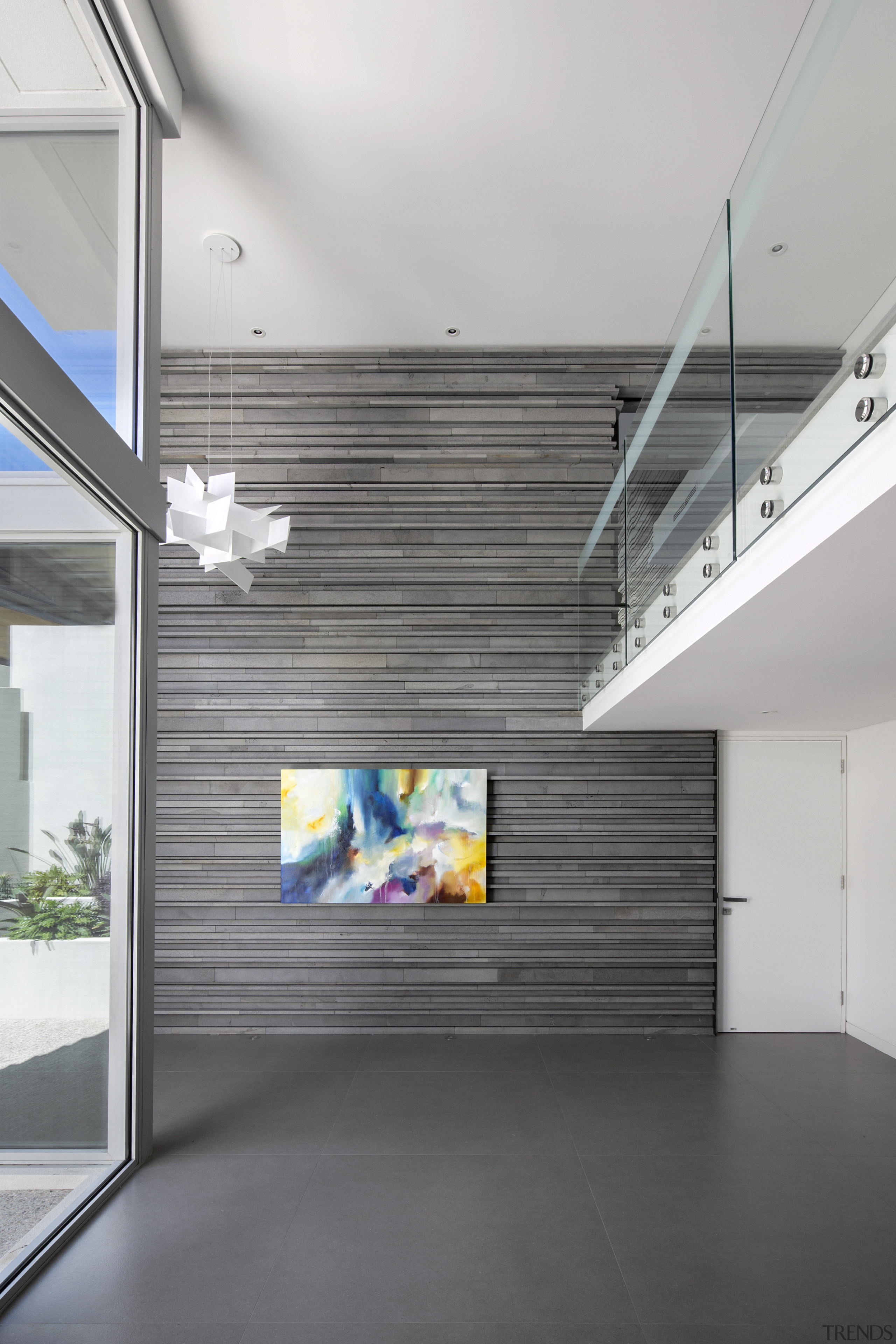 Layer upon layer  the stacked bluestone in architecture, ceiling, daylighting, floor, house, interior design, gray