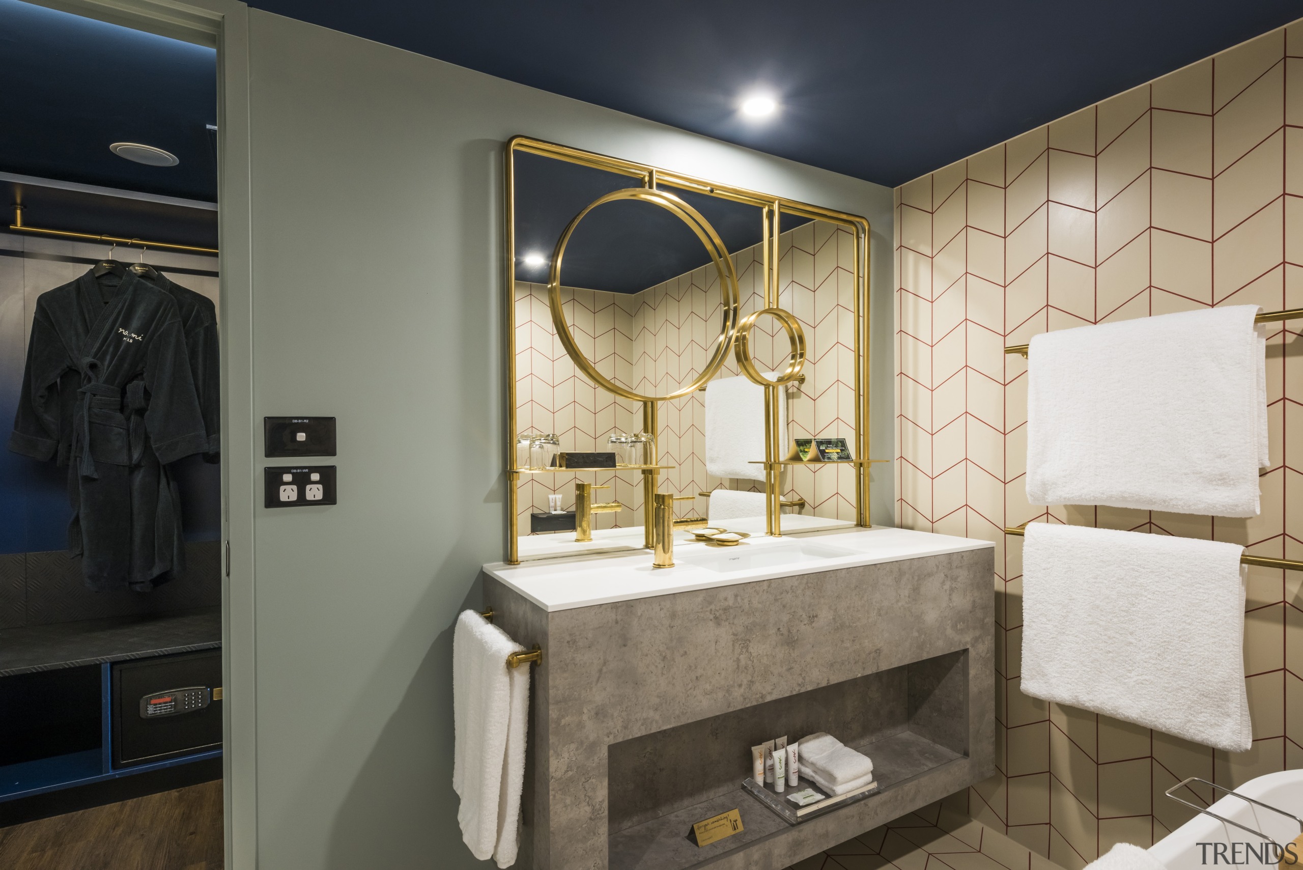 One of the ornately finished suites in the bathroom, interior design, room, black, gray