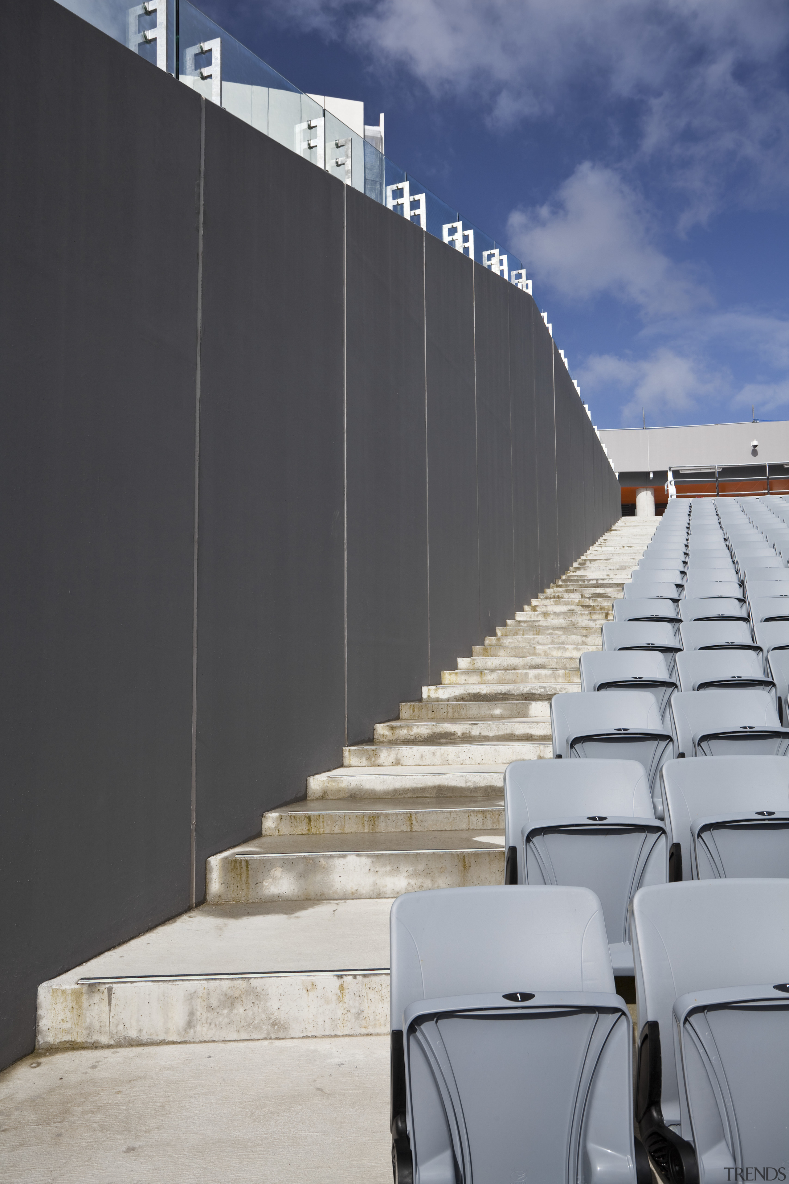 view of Eden Park which features precast concrete architecture, building, sky, structure, wall, gray, black