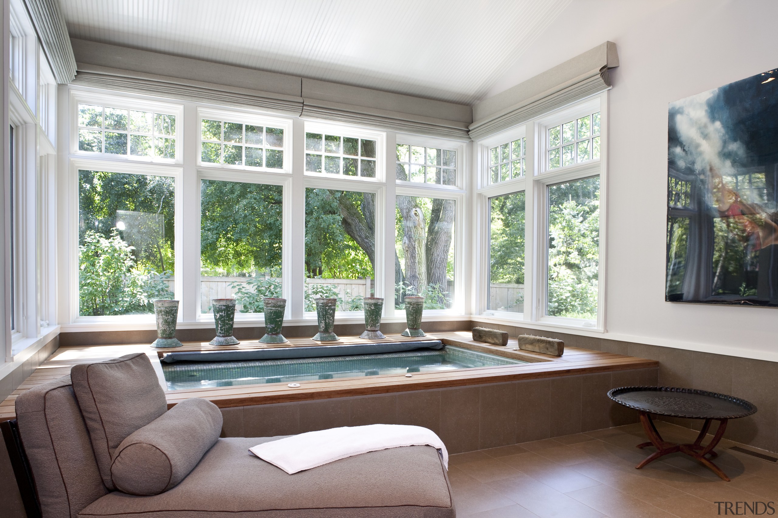 View of the spa area which features a daylighting, estate, home, interior design, living room, property, real estate, room, window, white