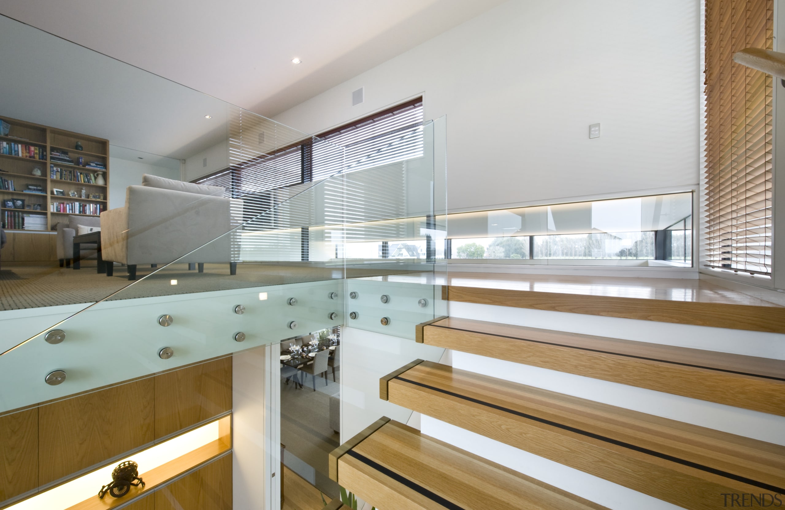 Images of the Stairway to the second level architecture, daylighting, estate, glass, handrail, interior design, real estate, stairs, gray, white