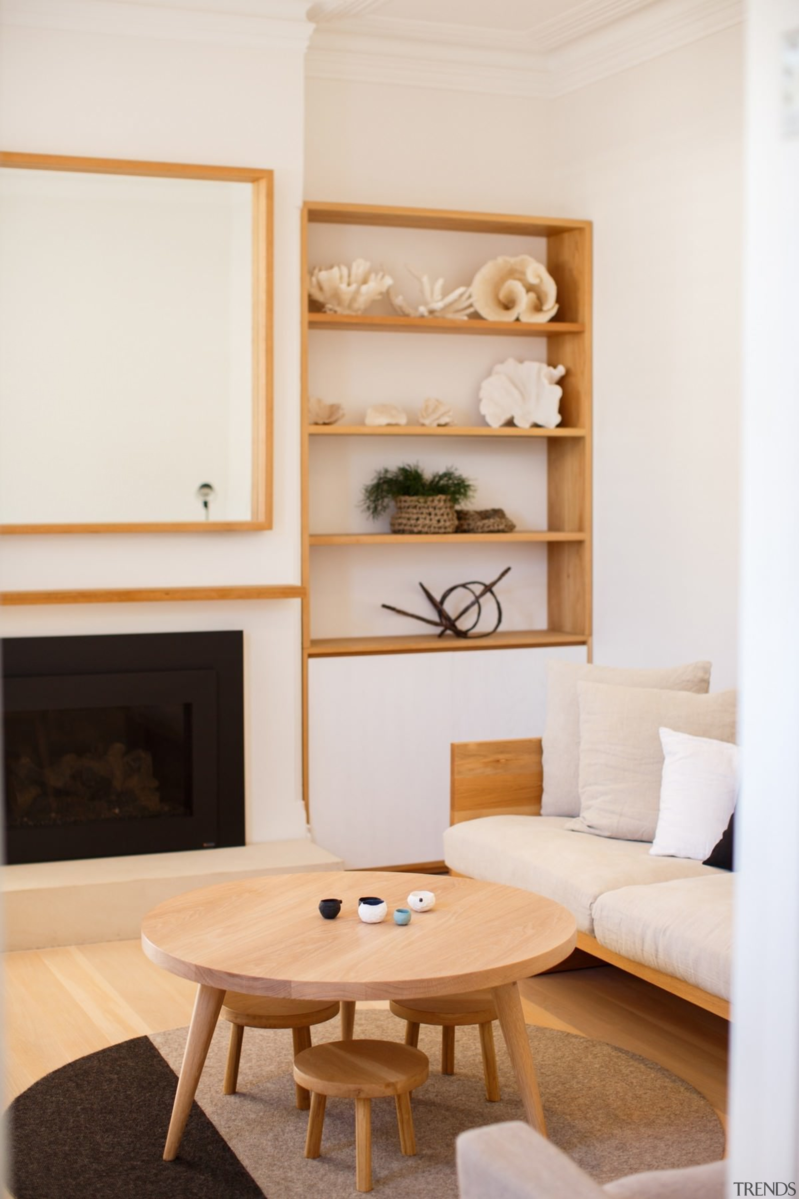 Architect: buck&amp;simplePhotography by Tim Pascoe furniture, home, interior design, living room, room, shelf, table, wall, white