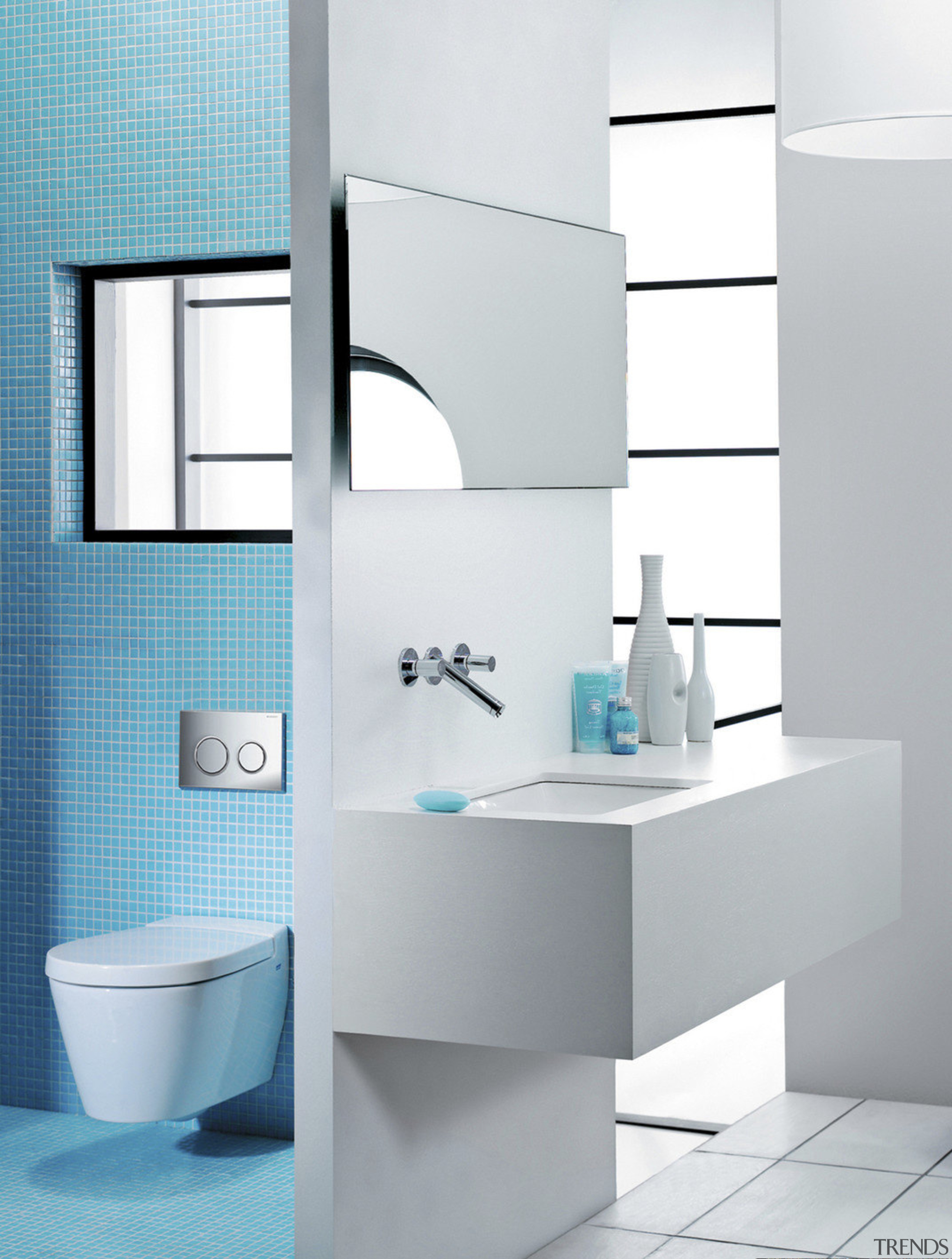 View of Geberit bathroom features. - View of angle, bathroom, bathroom accessory, bathroom cabinet, bathroom sink, ceramic, plumbing fixture, product, product design, purple, shelf, sink, tap, toilet seat, gray