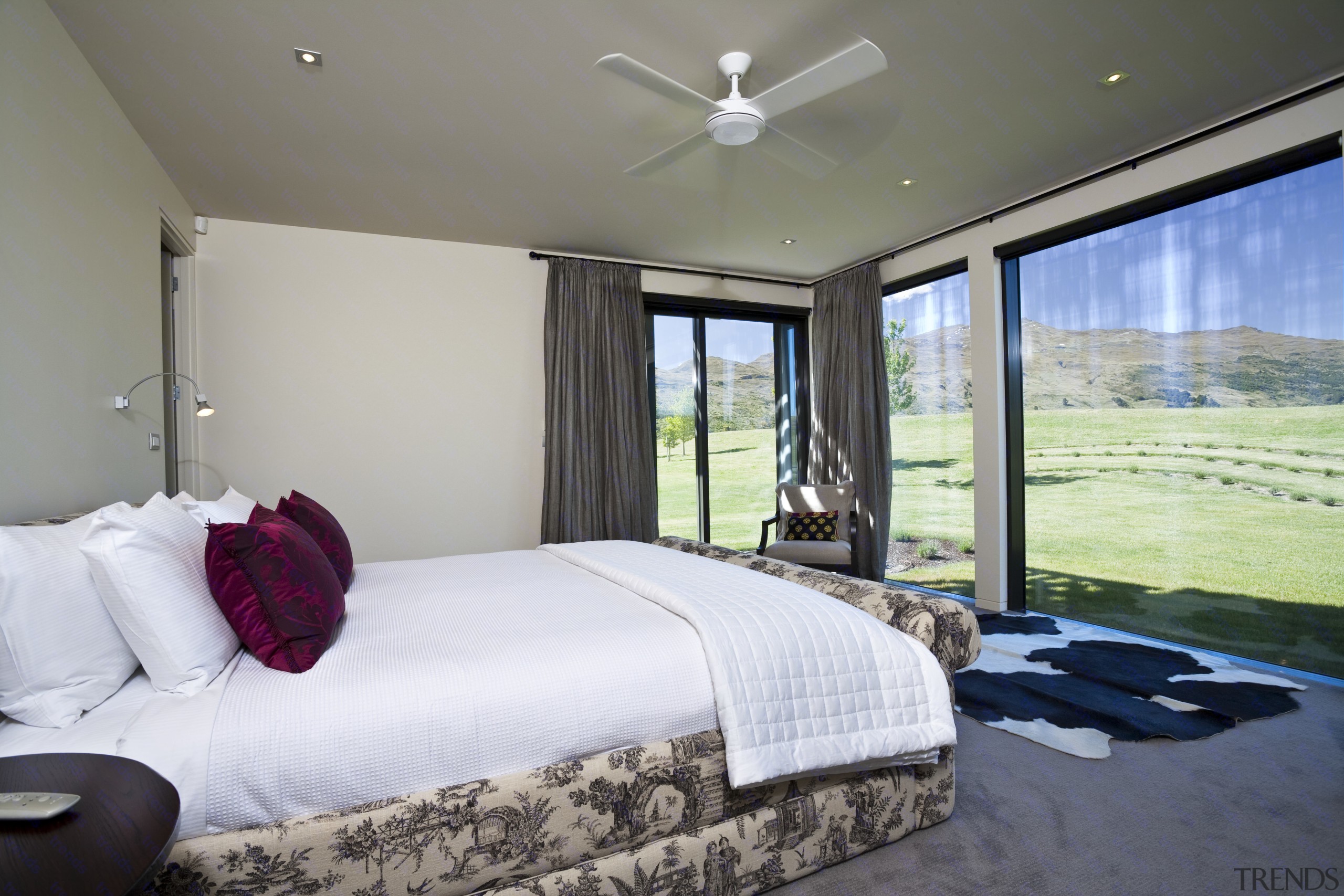 View Of Bedroom Which Features Floor To Ceiling Glass Sliding Doors, Carpeted View Of Bedroom Which Features Floor To Ceiling Glass Sliding Doors, Carpeted