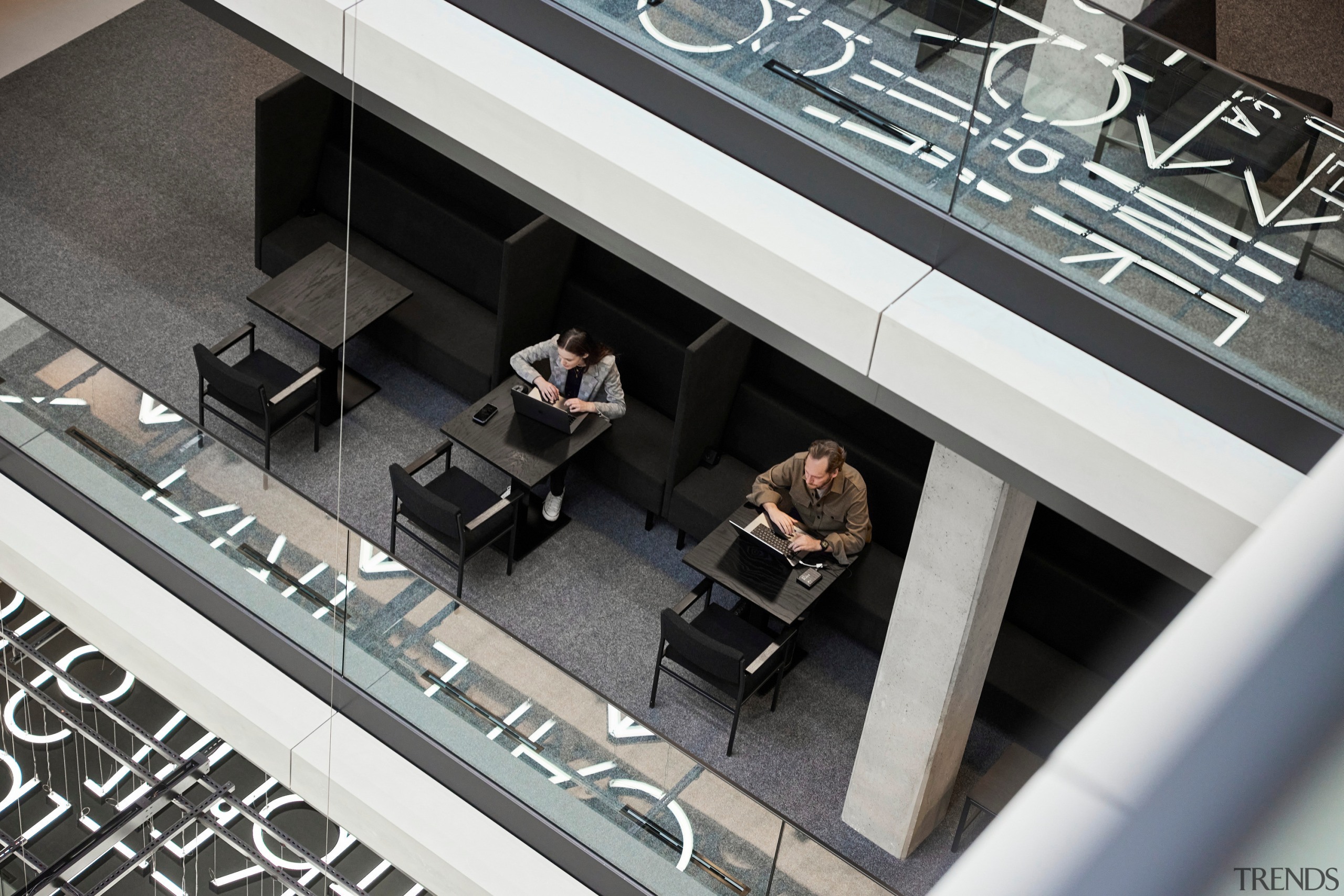 View from atrium into workspace. - Office uniform 