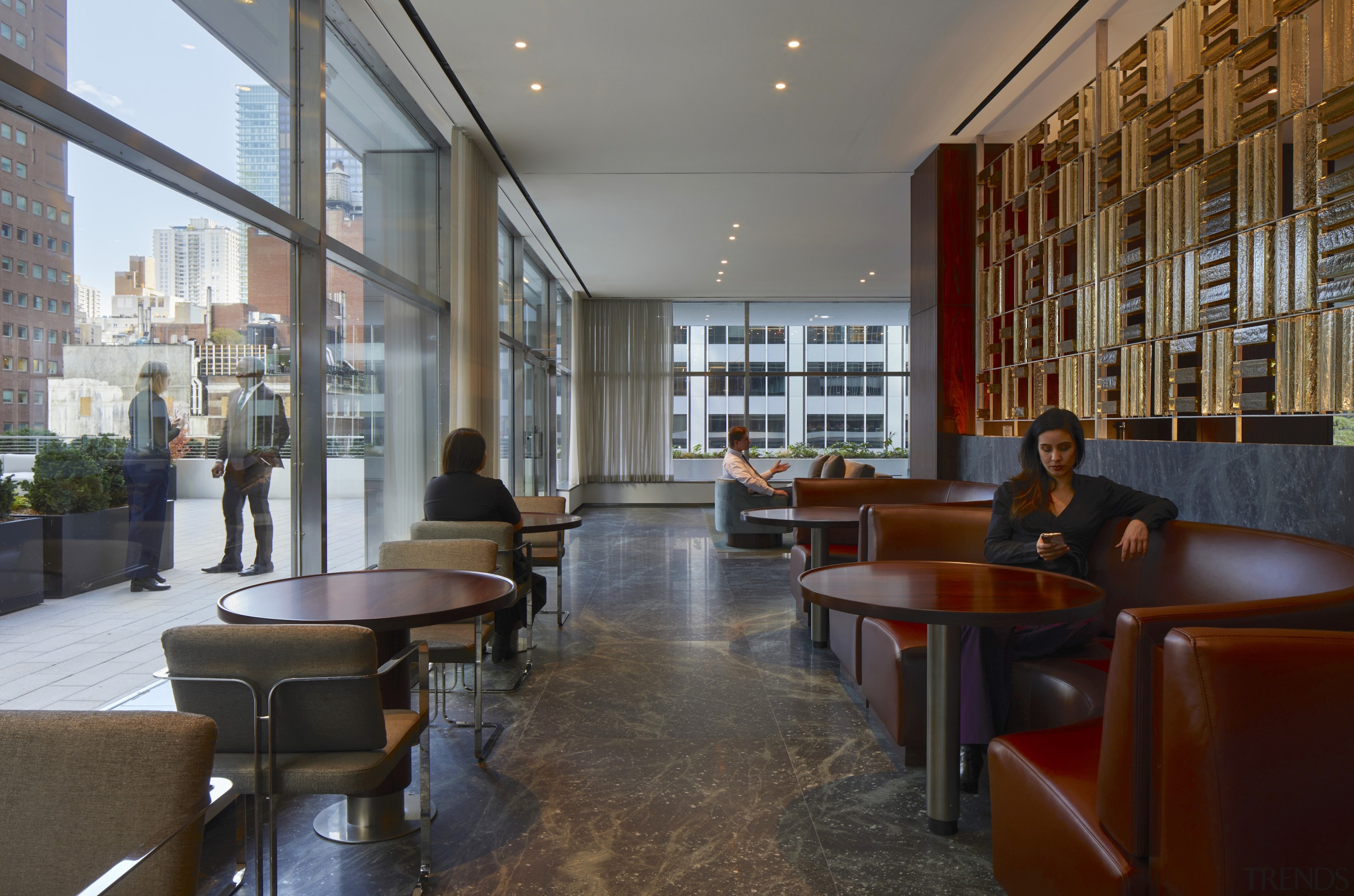 Inside, the lobby’s original terrazzo flooring has likewise 