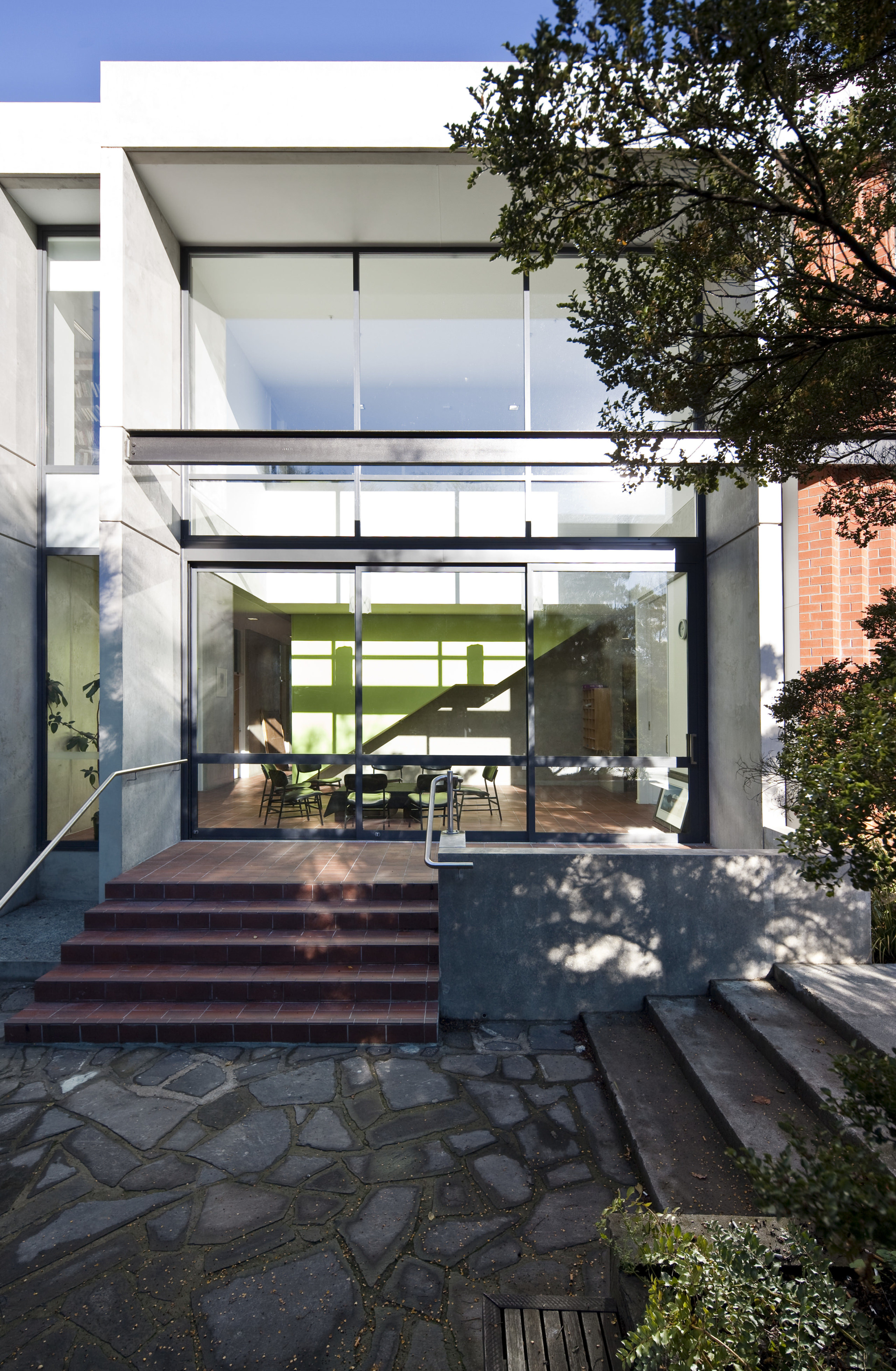 Exterior view of the courtyard stairway - Exterior architecture, building, courtyard, daylighting, facade, home, house, property, real estate, residential area, window, black