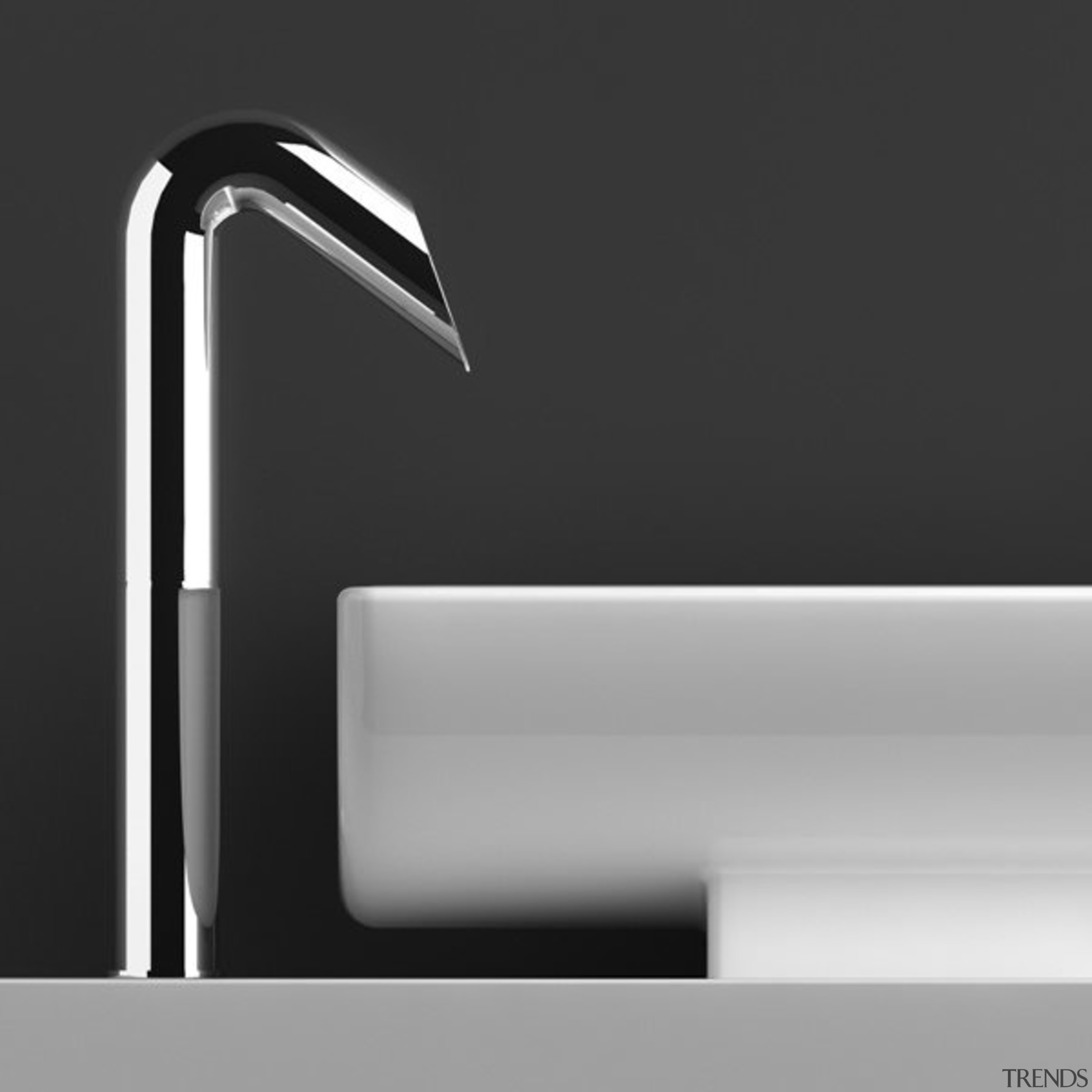 Sleek lines and highly polished chrome finish characterise black and white, font, light, lighting, monochrome, product, product design, tap, black, gray