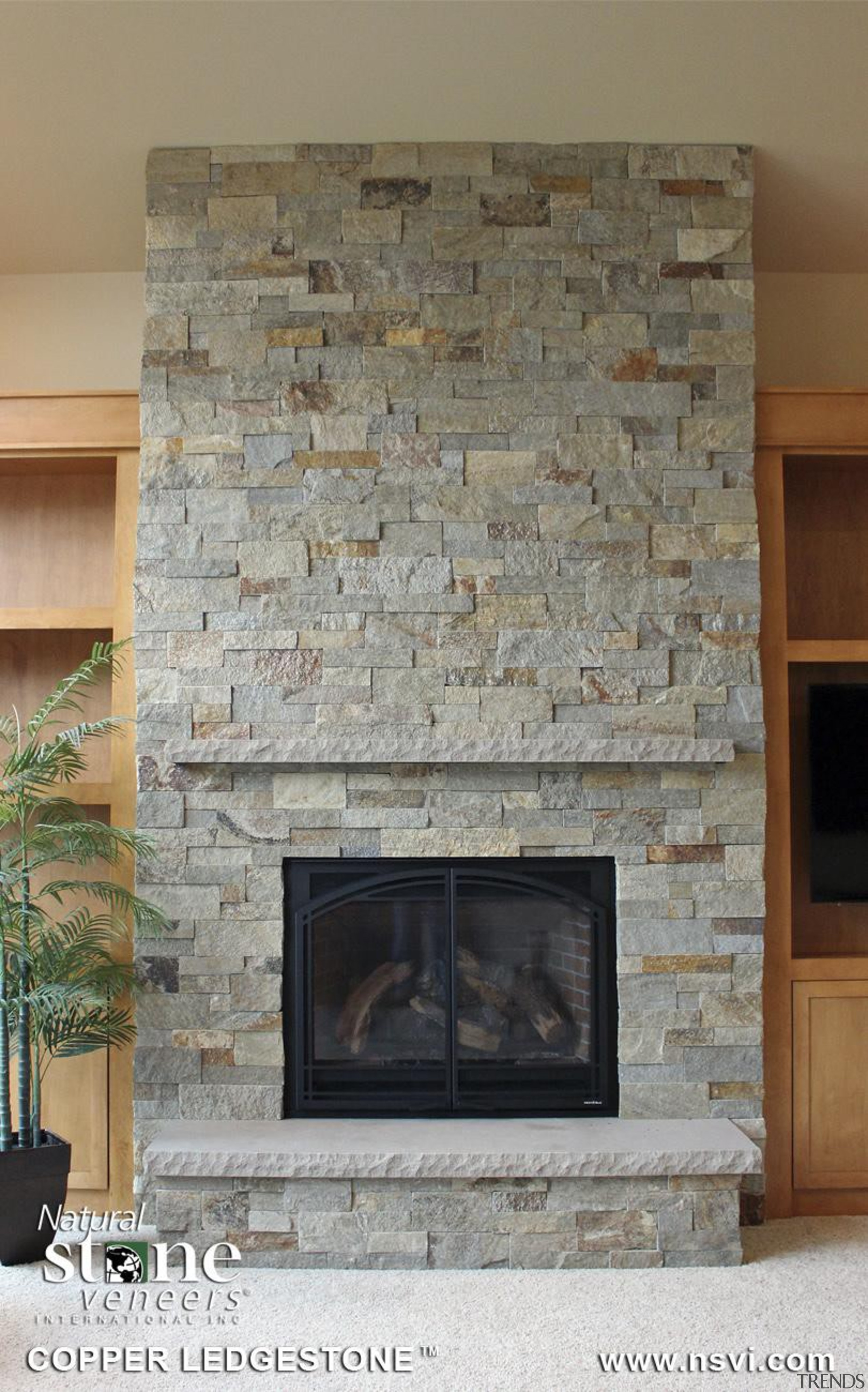 Dimensional Ledgestone Collection -Need to contact Natural Stone fireplace, hearth, living room, stone wall, wall, gray, brown