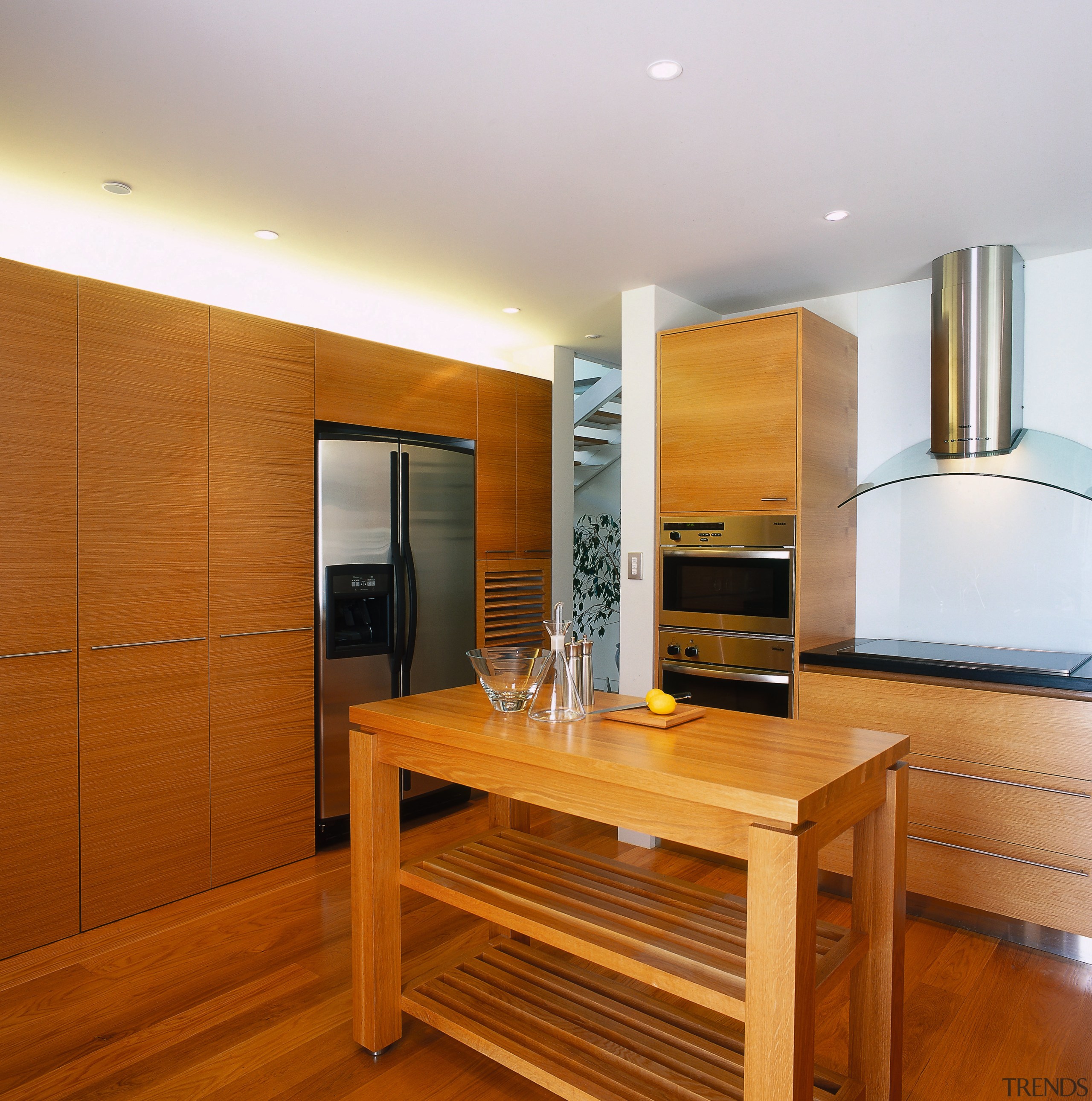 view of the food preparation area showing american floor, interior design, kitchen, real estate, room, wood, brown