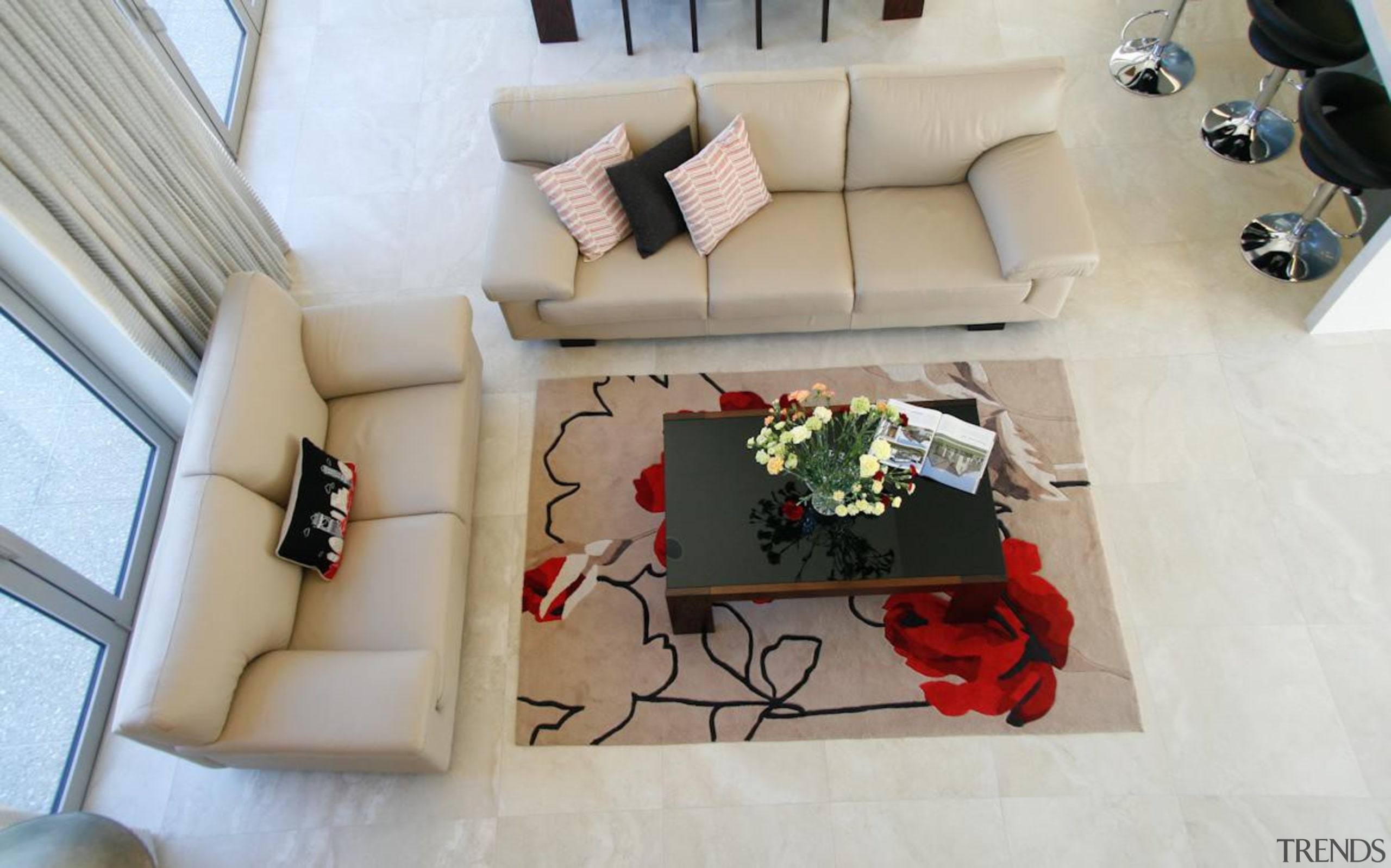 travertino bone lounge porcelain floor tiles - Travertino couch, floor, flooring, furniture, home, interior design, living room, product design, room, table, gray, white