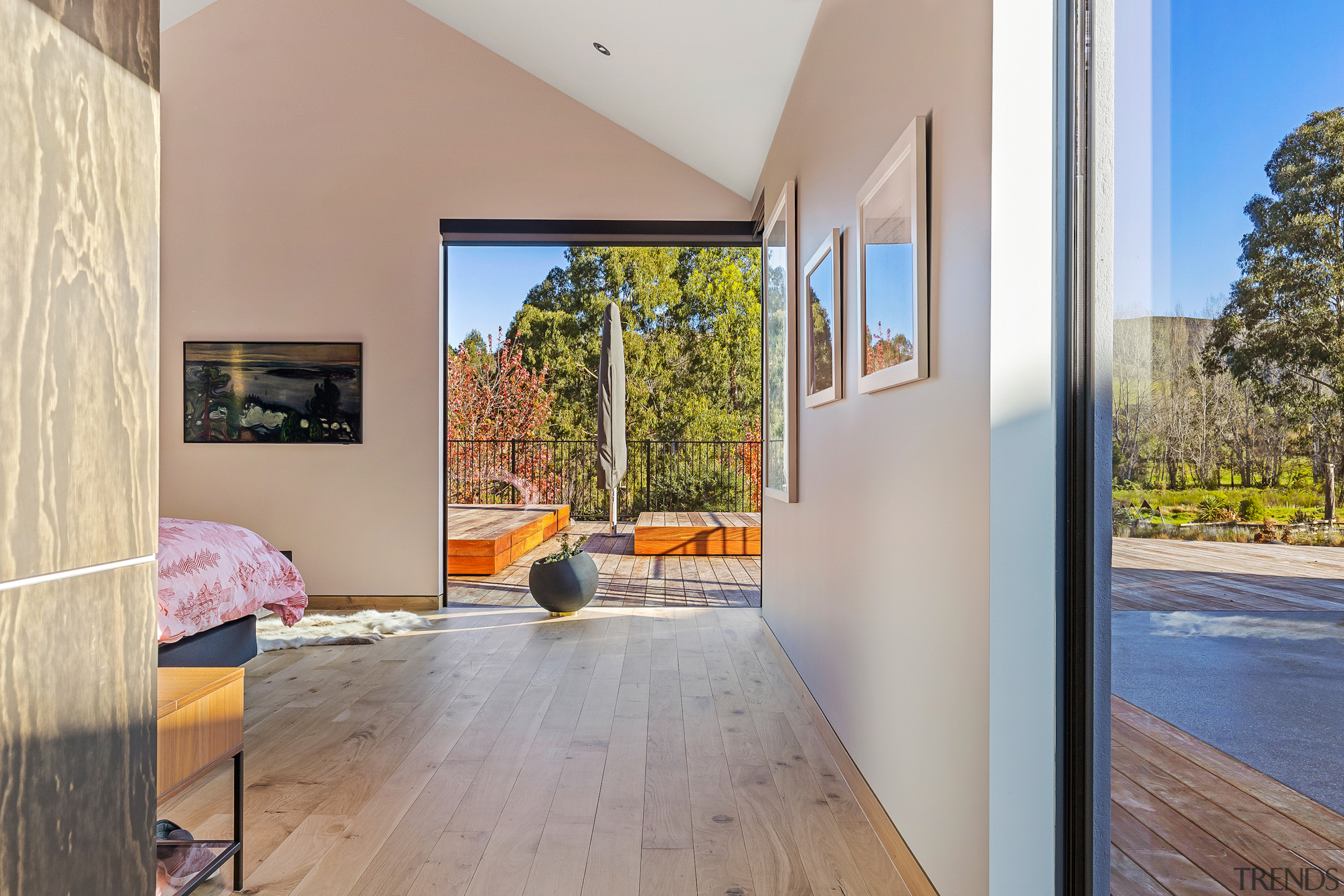 The master bedroom in the private wing also 