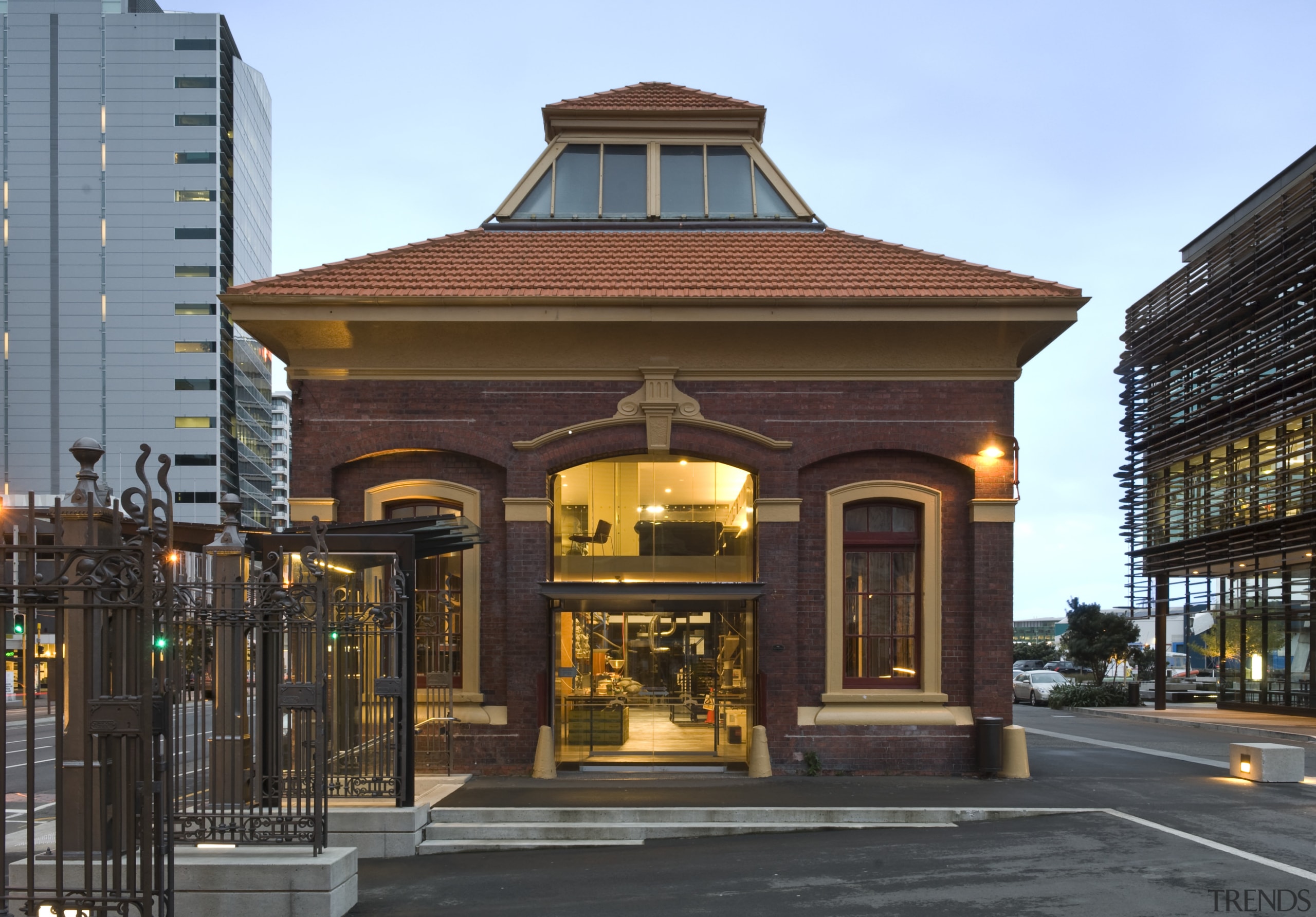 View of the new Mojo Coffee Holdings headquarters building, city, facade, real estate, black, teal