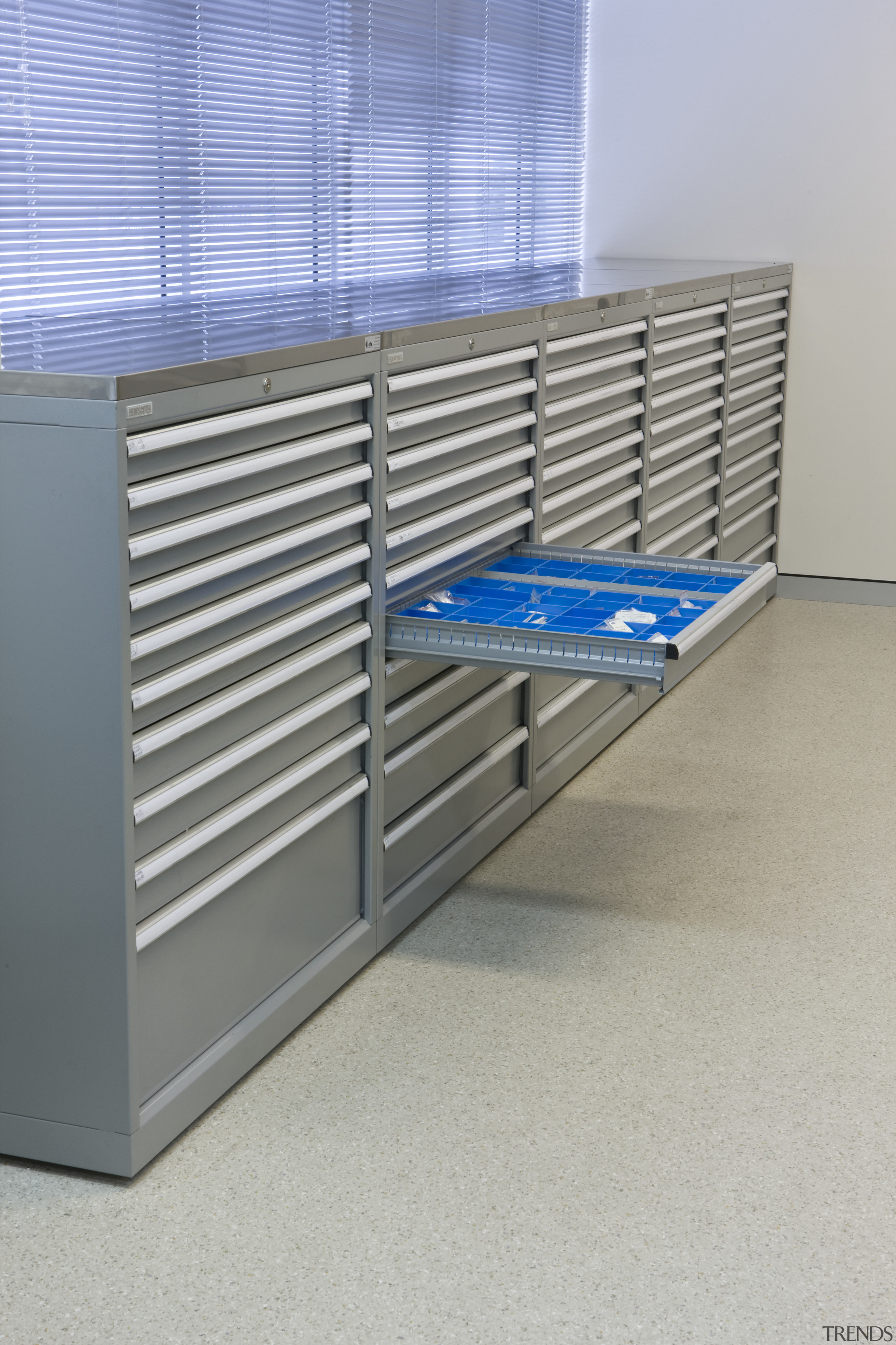 Image of one of the many storage facilities furniture, product, product design, gray